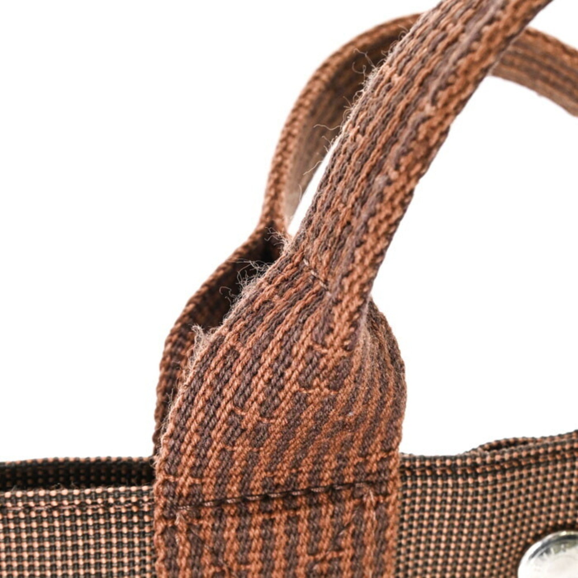 Hermes Brown Nylon Canvas Handbag Tote Bag (Pre-Owned)