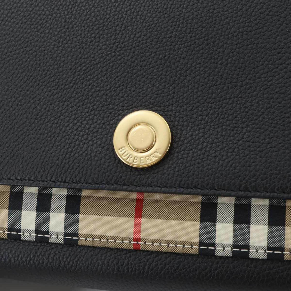 Burberry Black Canvas Leather Handbag Shoulder Bag (Pre-Owned)