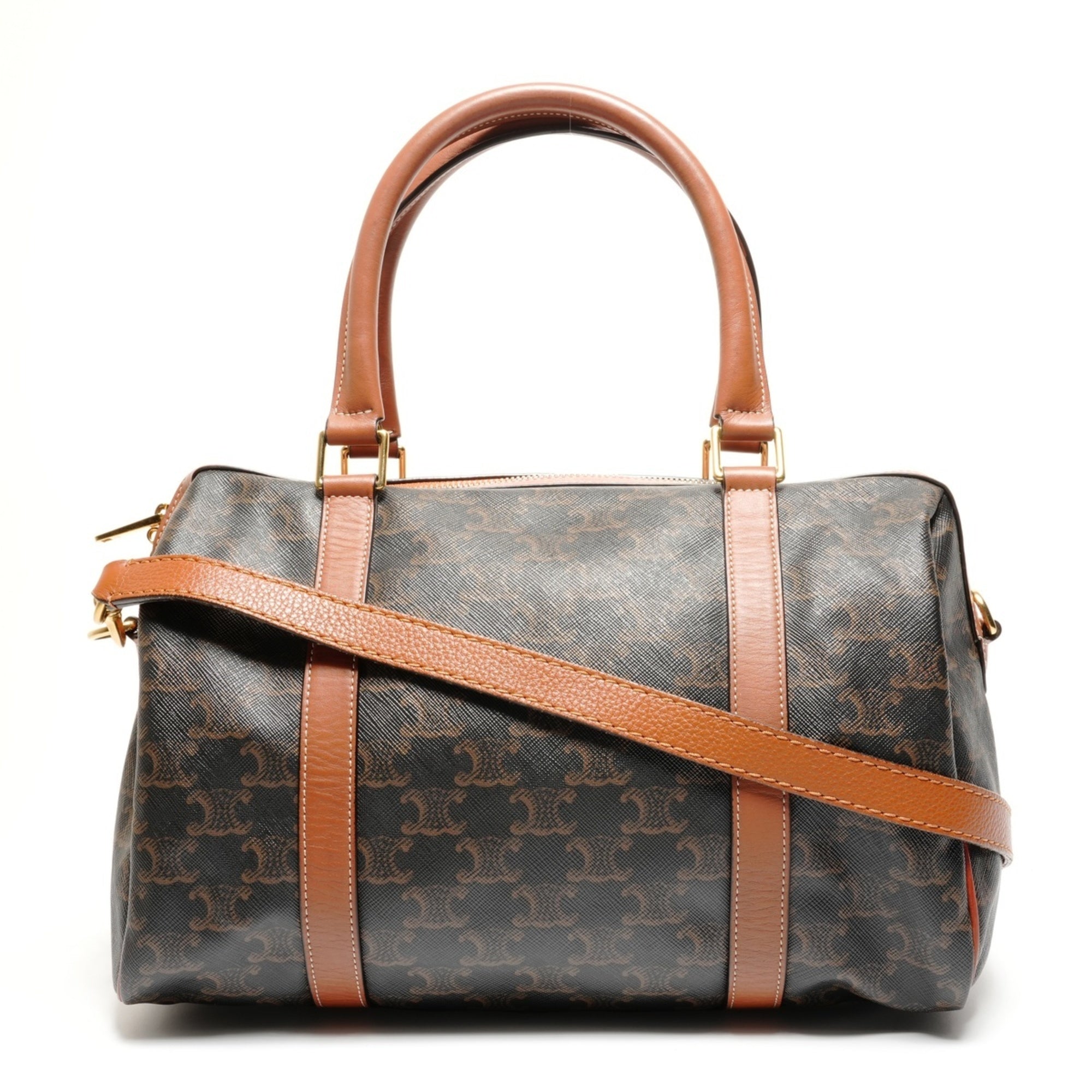 Celine Macadam Brown Pvc Boston Bag (Pre-Owned)