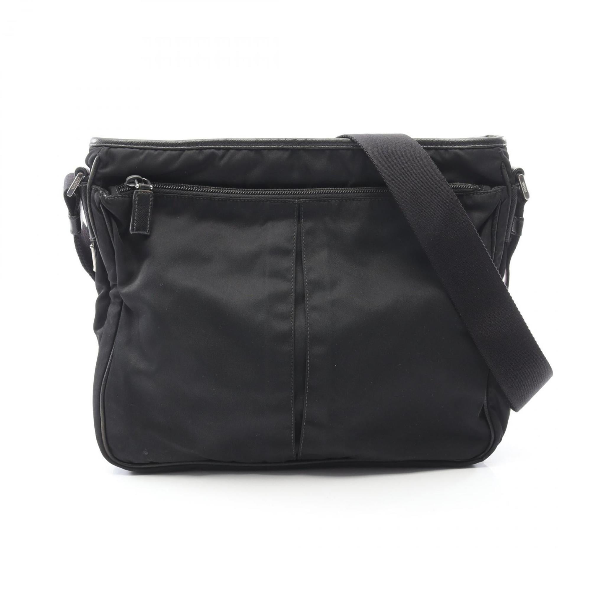 Prada Black Nylon Saffiano Triangle Shoulder Bag (Pre-Owned)