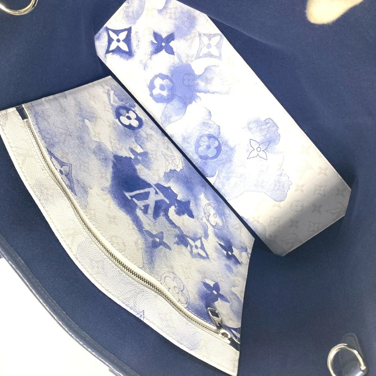 Louis Vuitton Blue White Monogram Shoulder Bag Tote Bag (Pre-Owned)