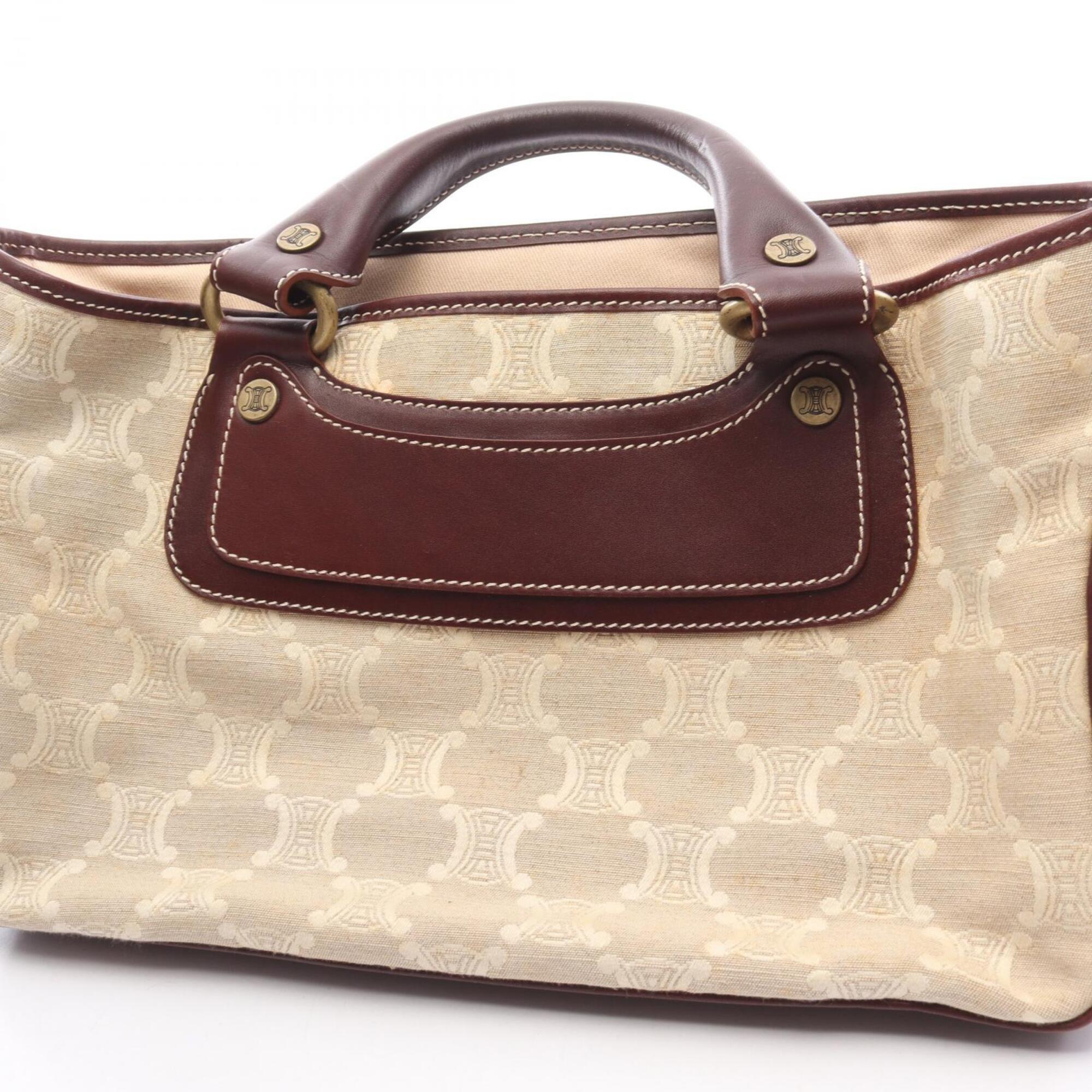 Celine Beige Brown Canvas Leather Handbag (Pre-Owned)