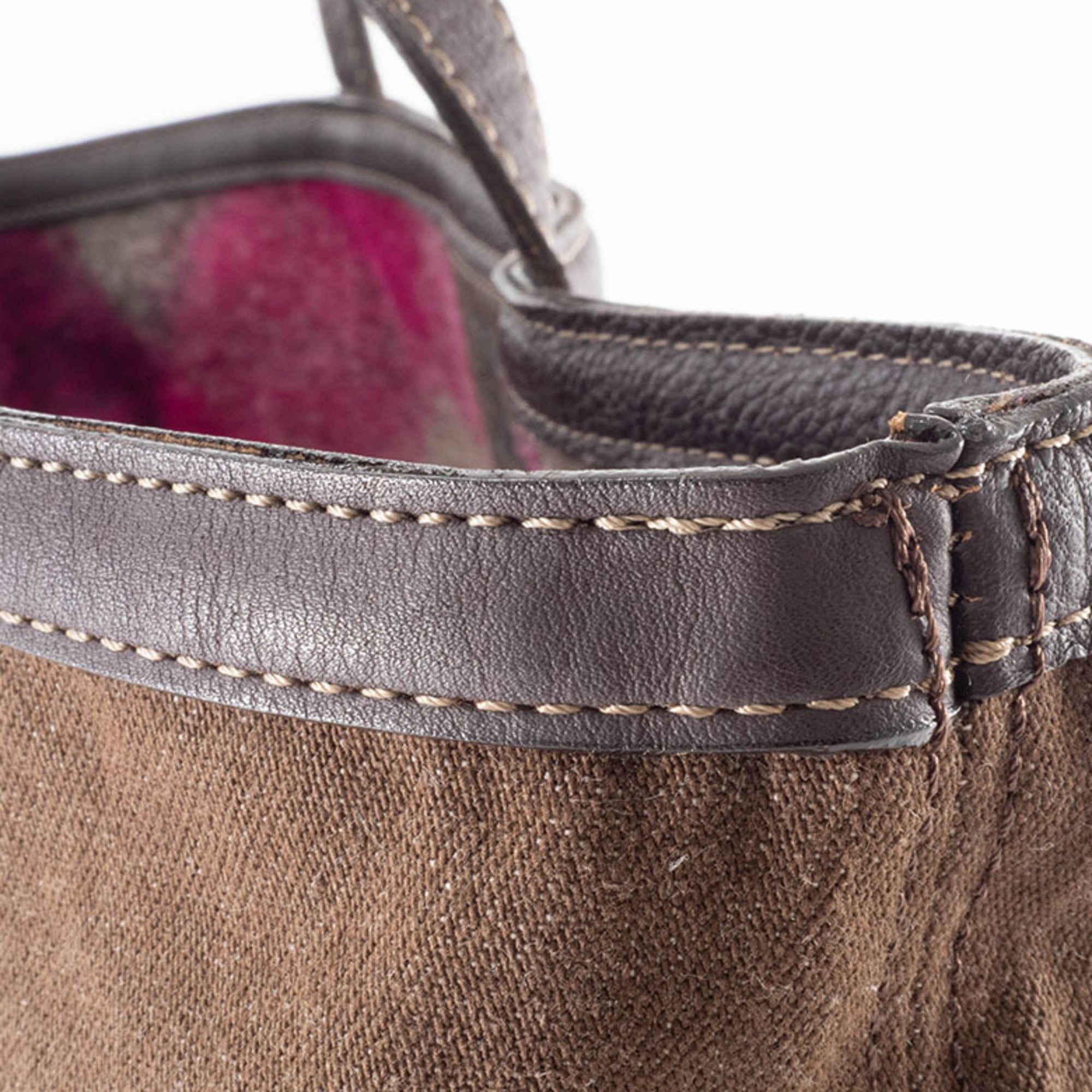 Burberry Brown Multi-Color Canvas Wool Felt Tote Bag (Pre-Owned)