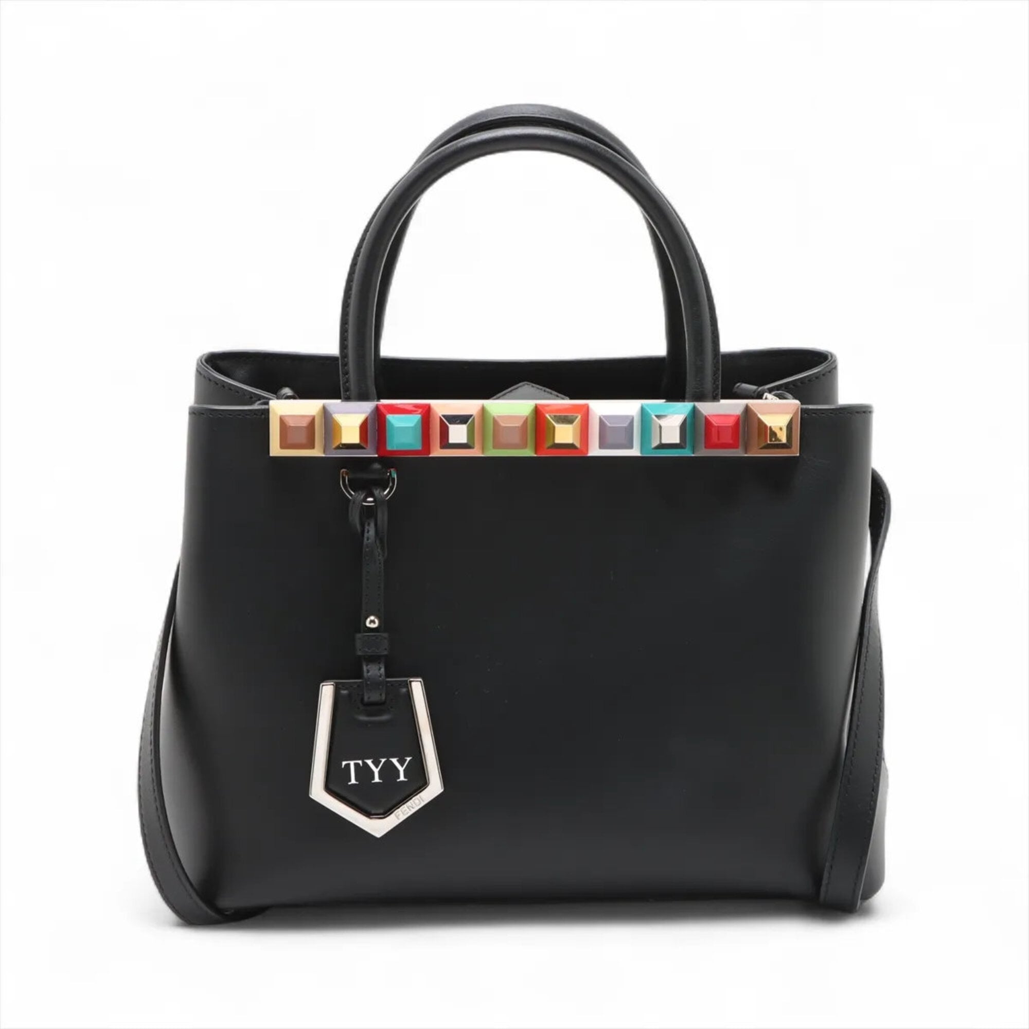 Fendi Black Leather Handbag Tote Bag (Pre-Owned)