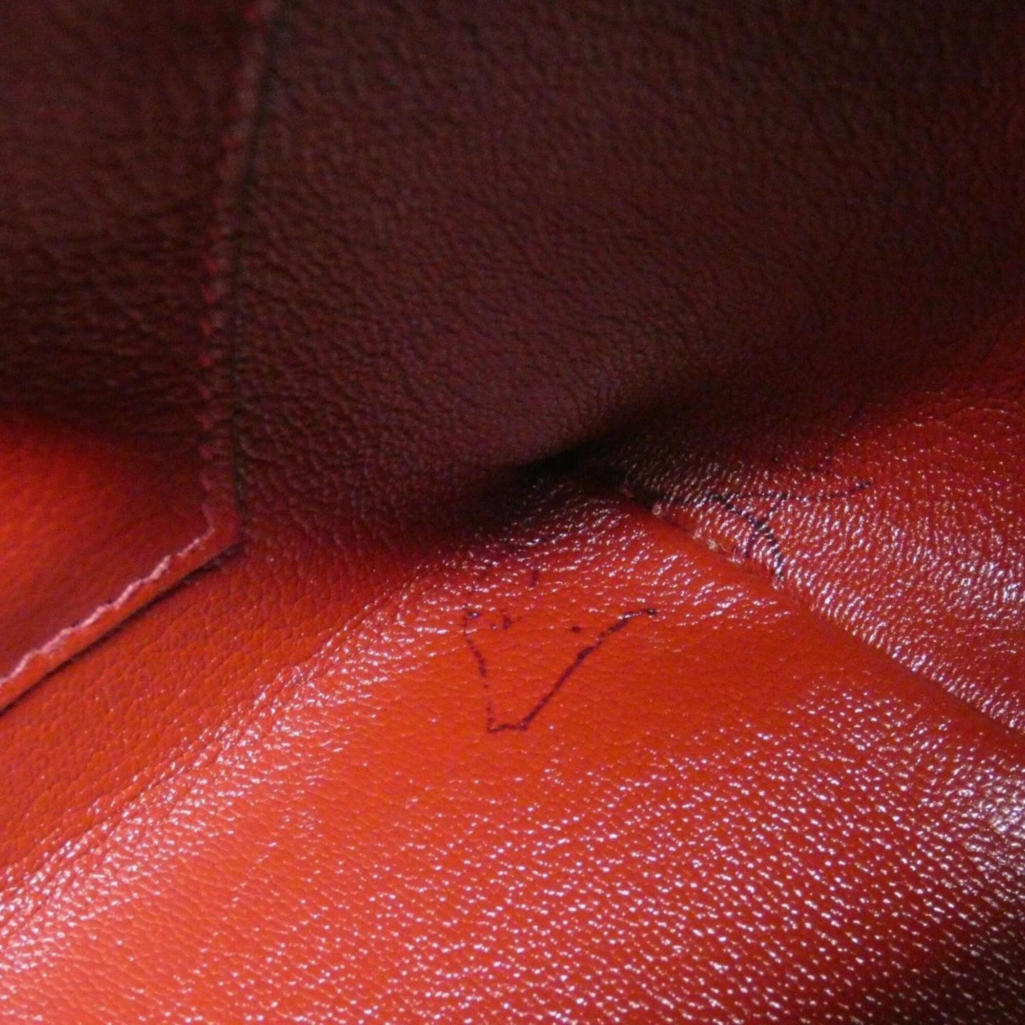 Hermes Rouge H Toile H Evercalf Leather Shoulder Bag (Pre-Owned)
