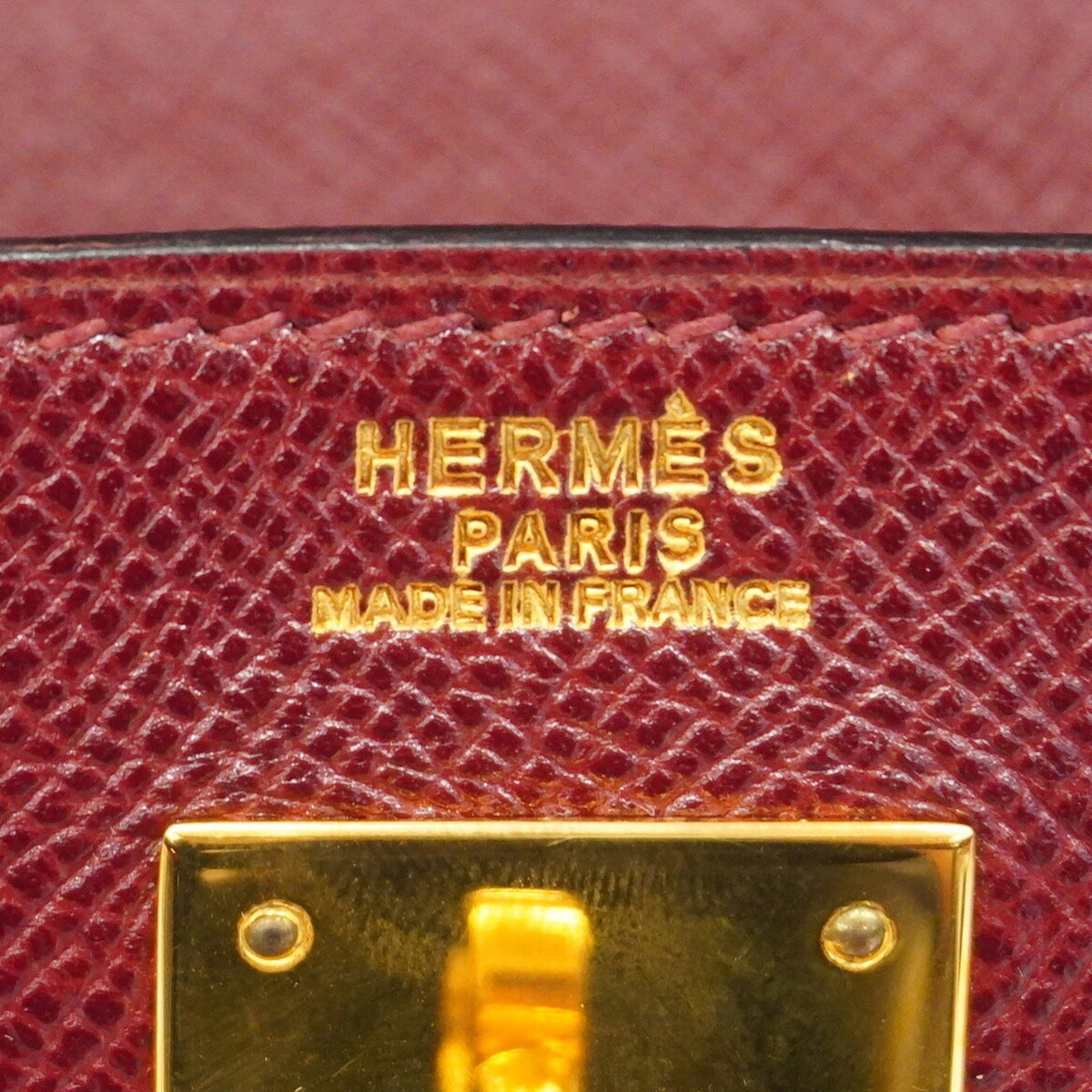 Hermes Rouge H Courchevel Leather Handbag (Pre-Owned)
