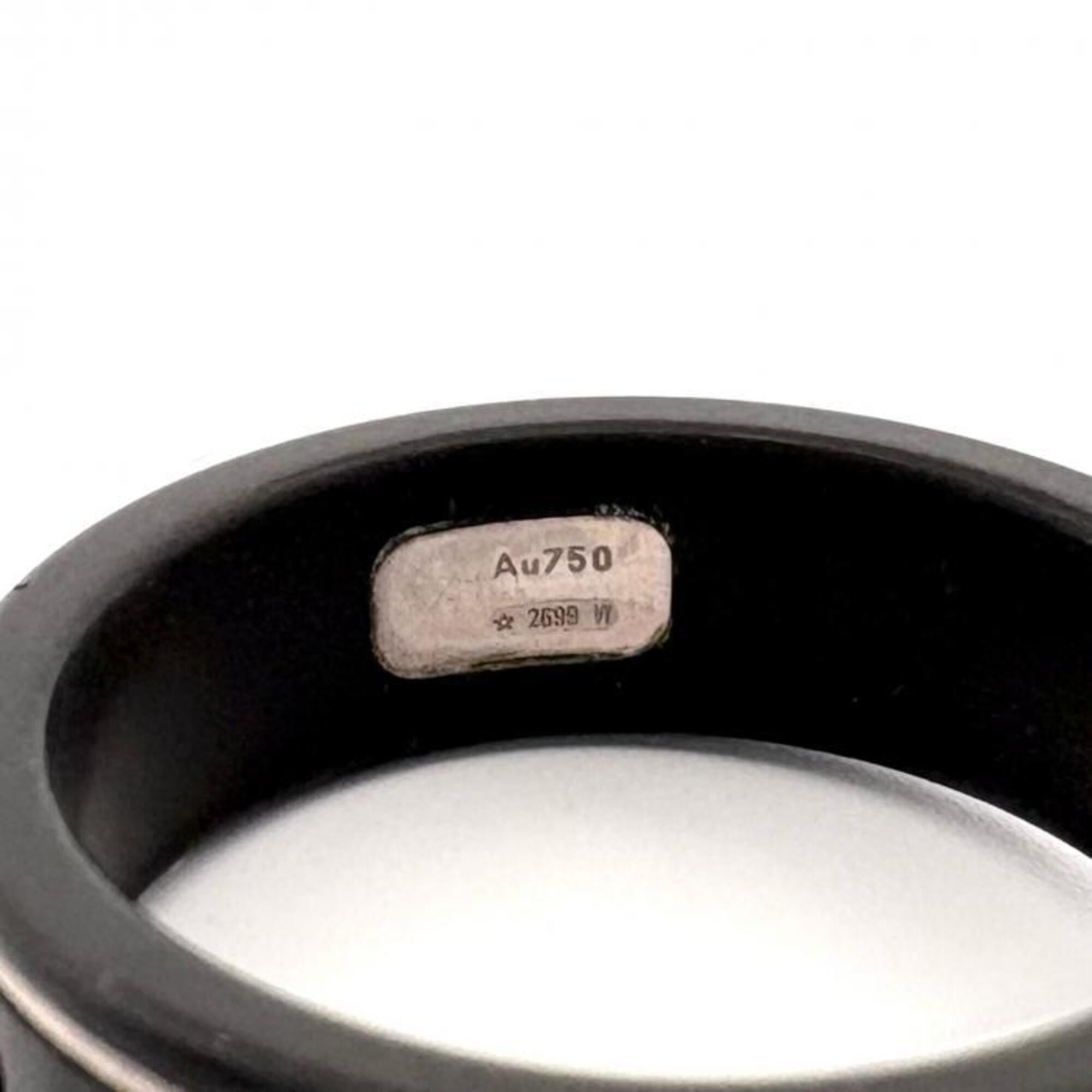 Gucci Gold Black White White Gold (18K) Band Ring (Pre-Owned)