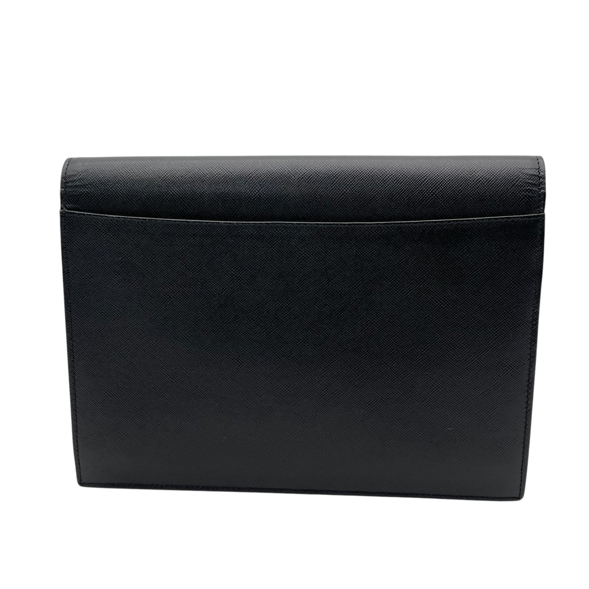 Yves Saint Laurent Black Leather Clutch Bag Handbag (Pre-Owned)