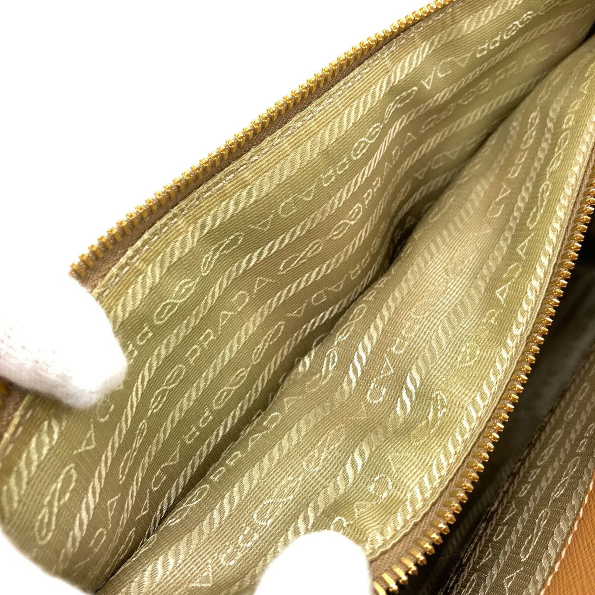 Prada Brown Saffiano Triangle Handbag (Pre-Owned)