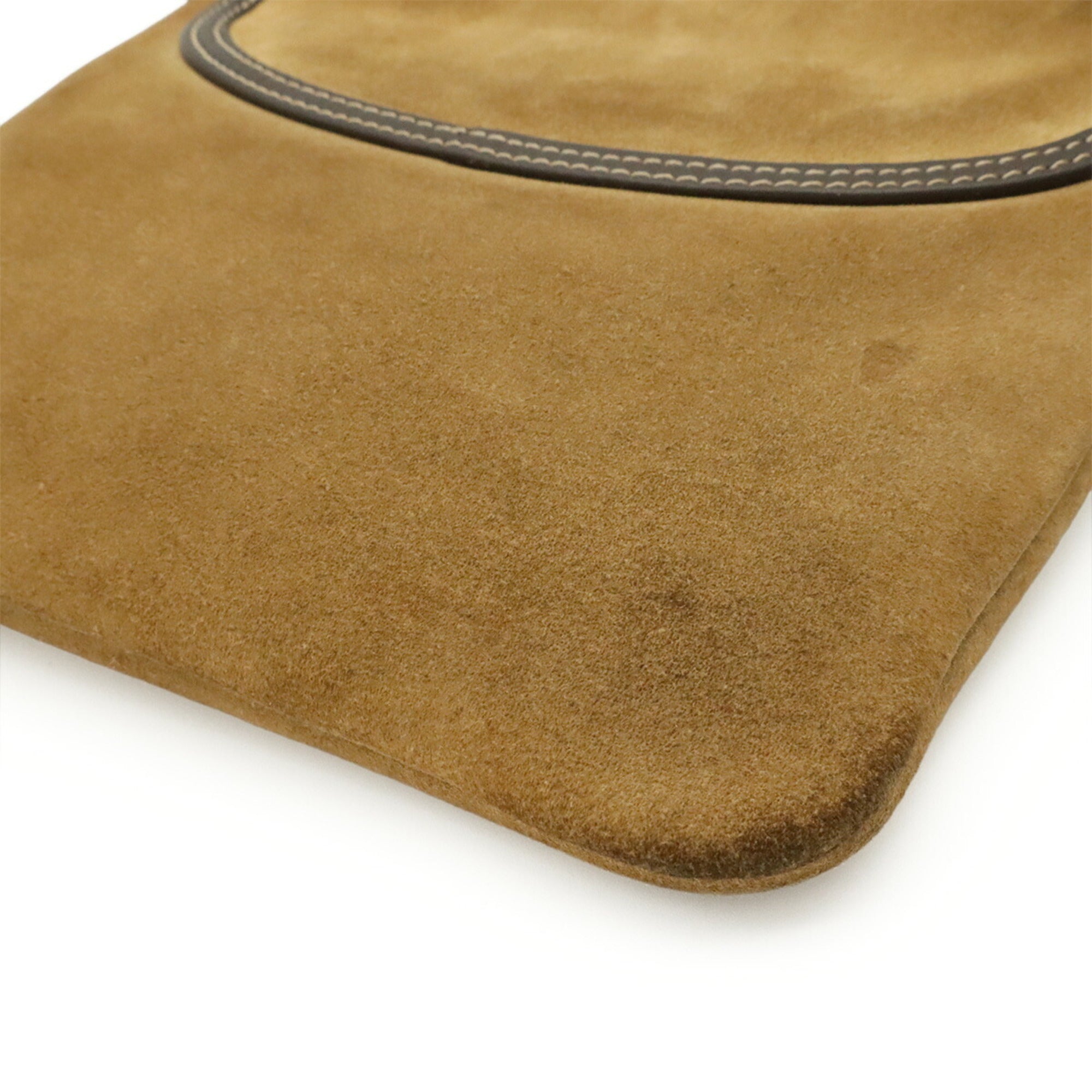 Loewe Dark Brown Khaki Suede Pochette Shoulder Bag (Pre-Owned)