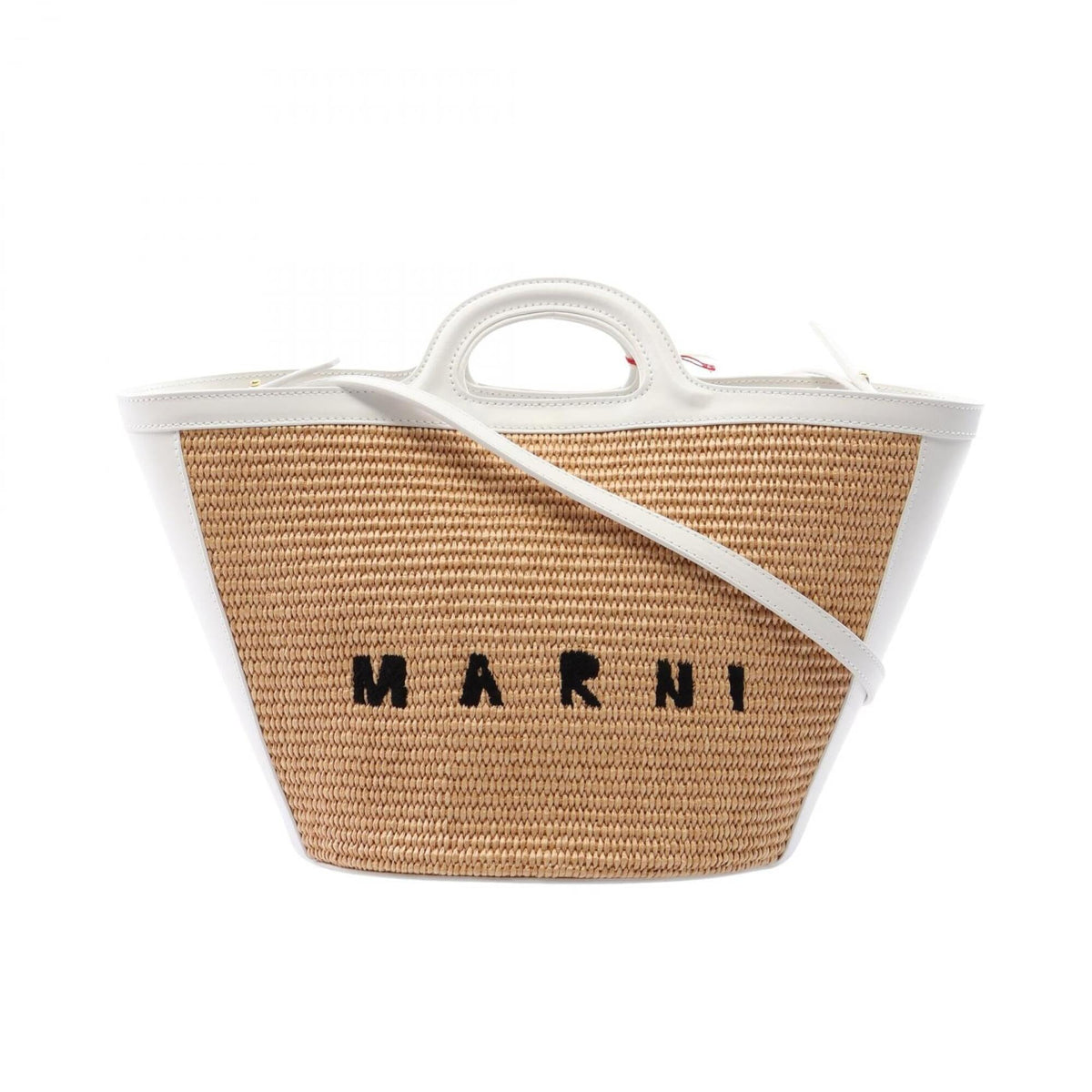 Marni Brown White Leather Raffia Handbag (Pre-Owned)