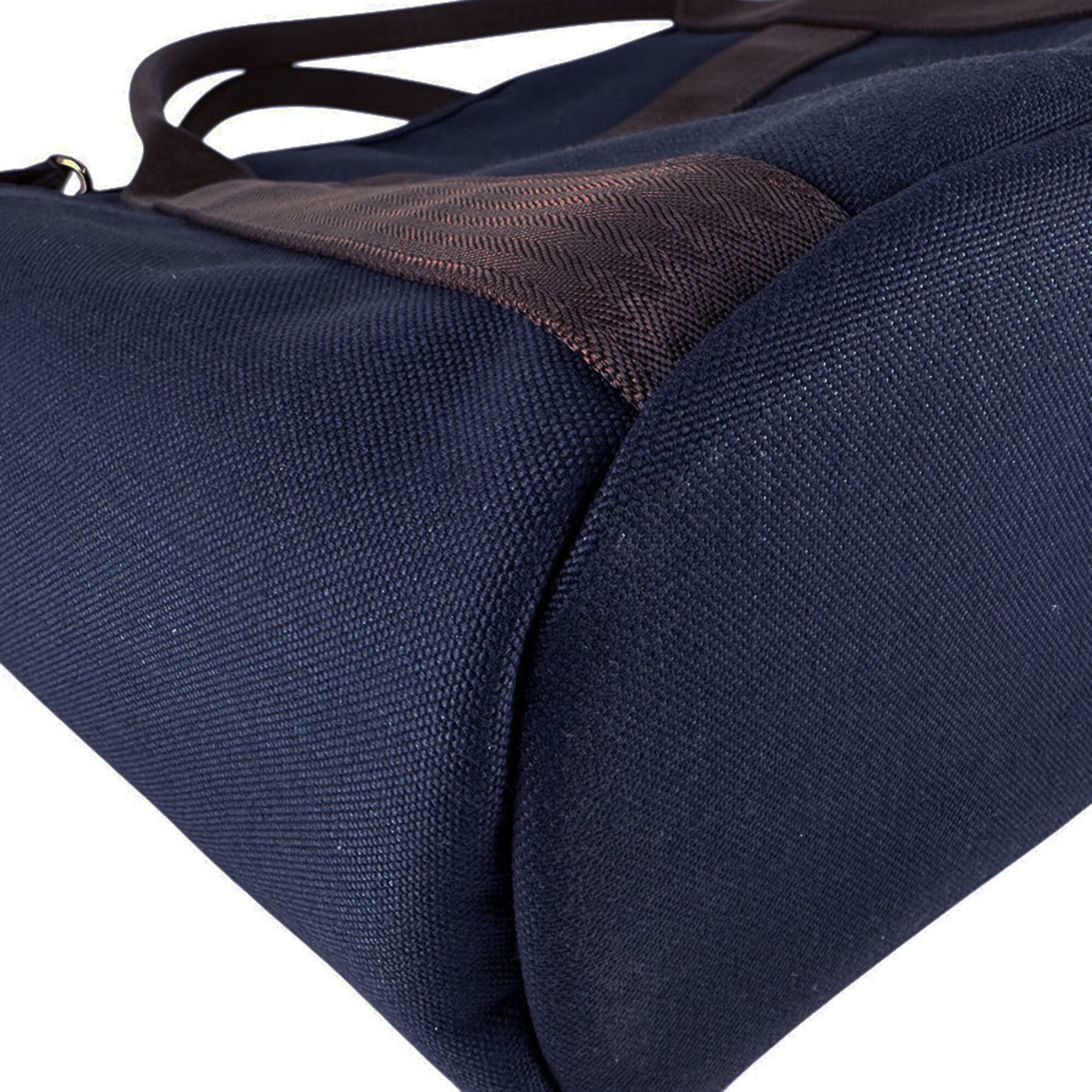Hermes Brown Navy Canvas Handbag Shoulder Bag (Pre-Owned)