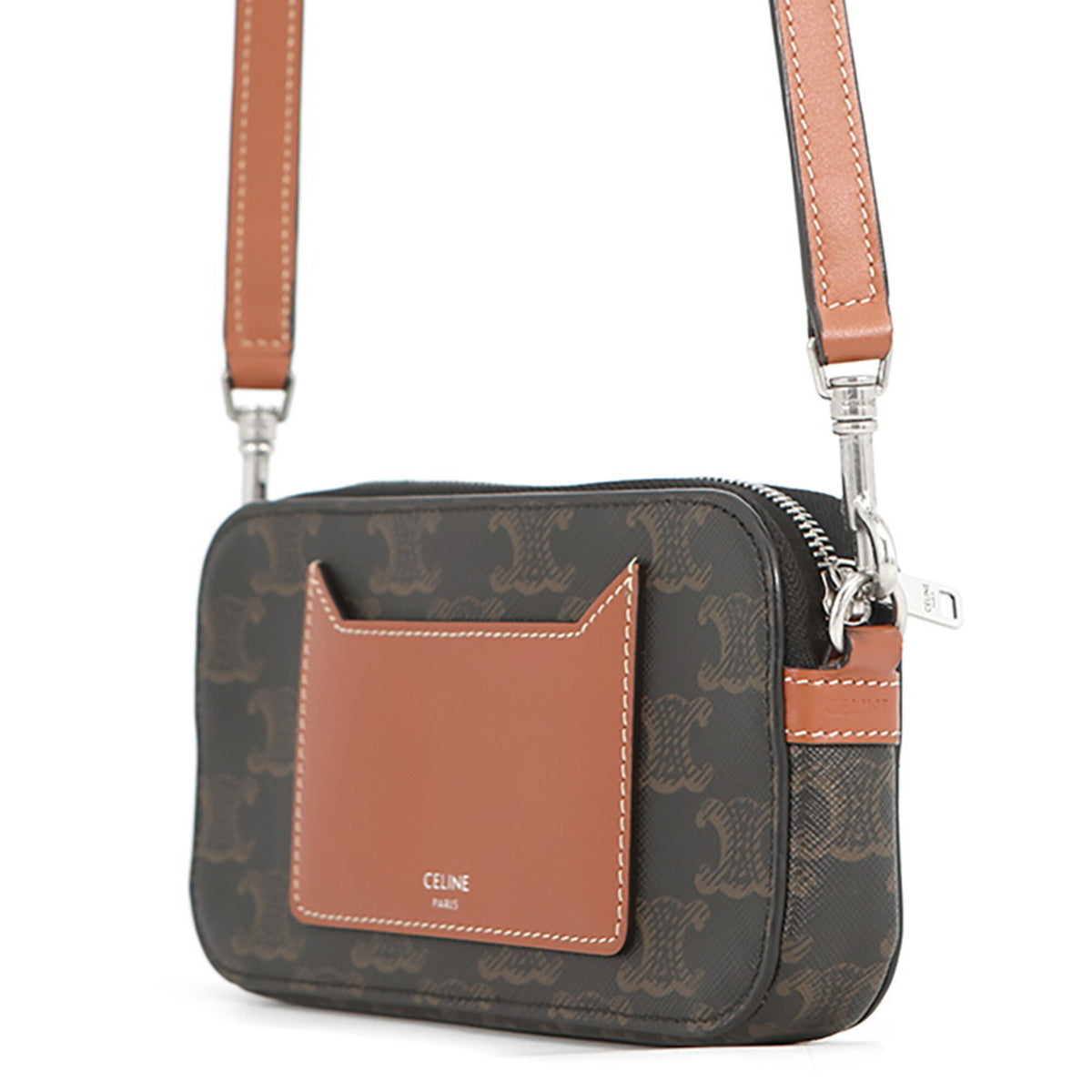Celine Brown Dark Brown Pvc Leather Handbag Pouch Shoulder Bag (Pre-Owned)