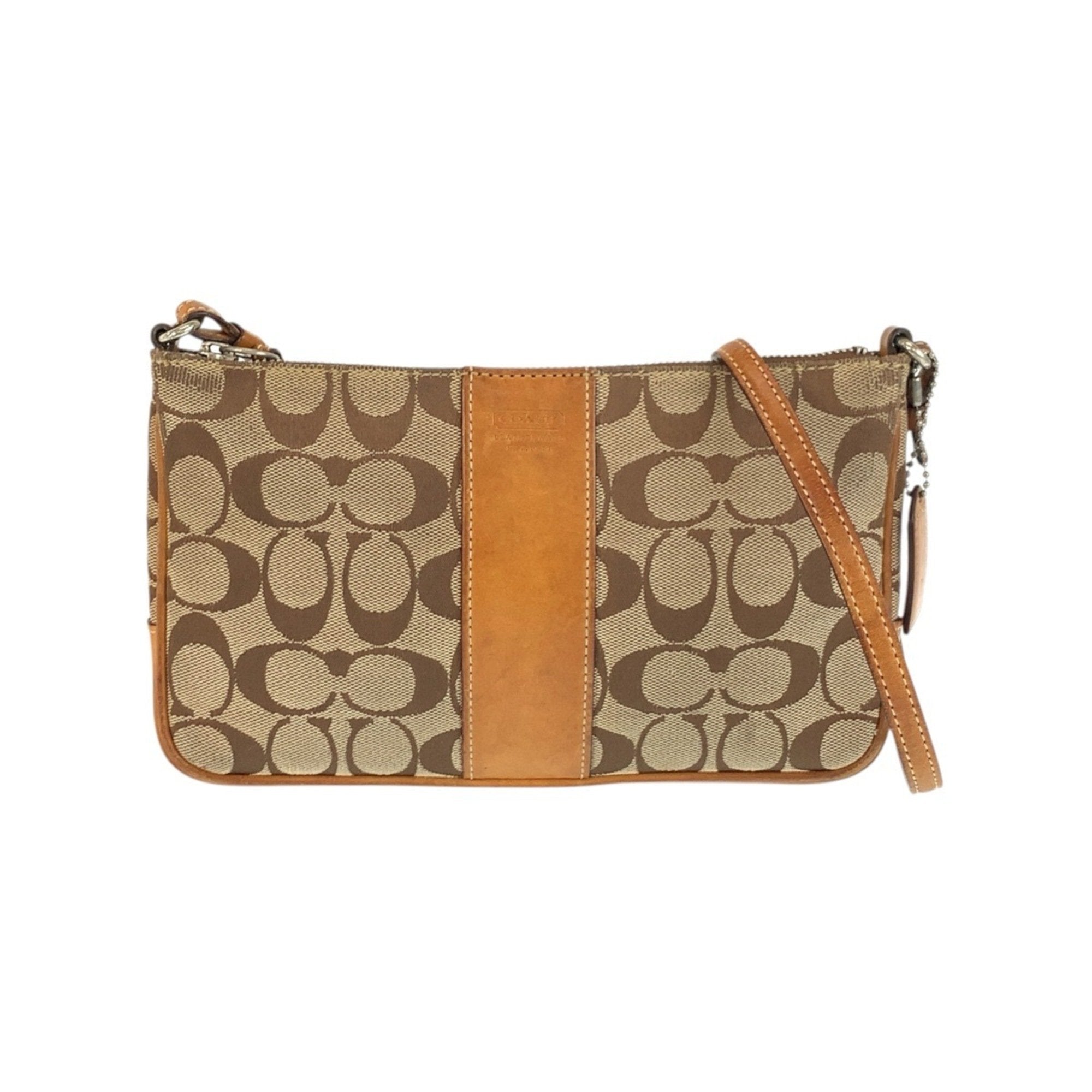 Coach Beige Camel Canvas Leather Shoulder Bag (Pre-Owned)