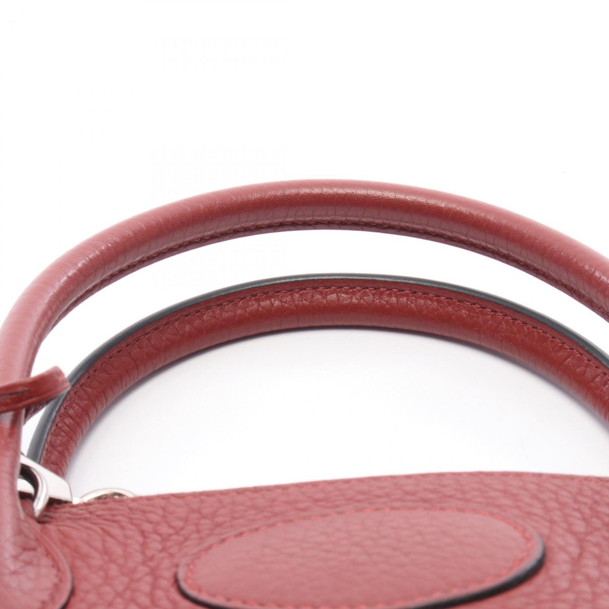 Hermes Bordeaux Ruby Taurillon Clemence Leather Leather Handbag (Pre-Owned)