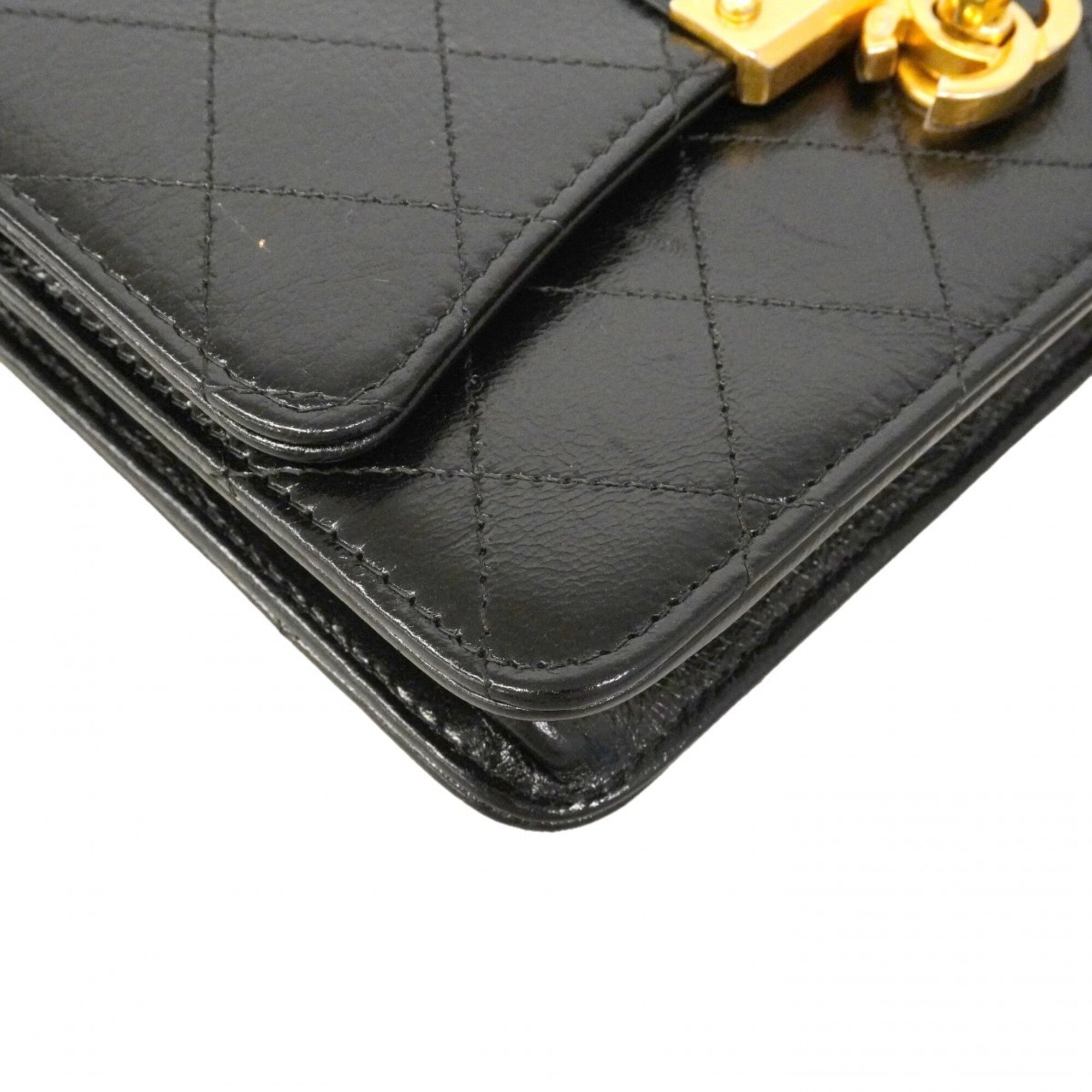Chanel Black Leather Chain/Shoulder Wallet (Pre-Owned)