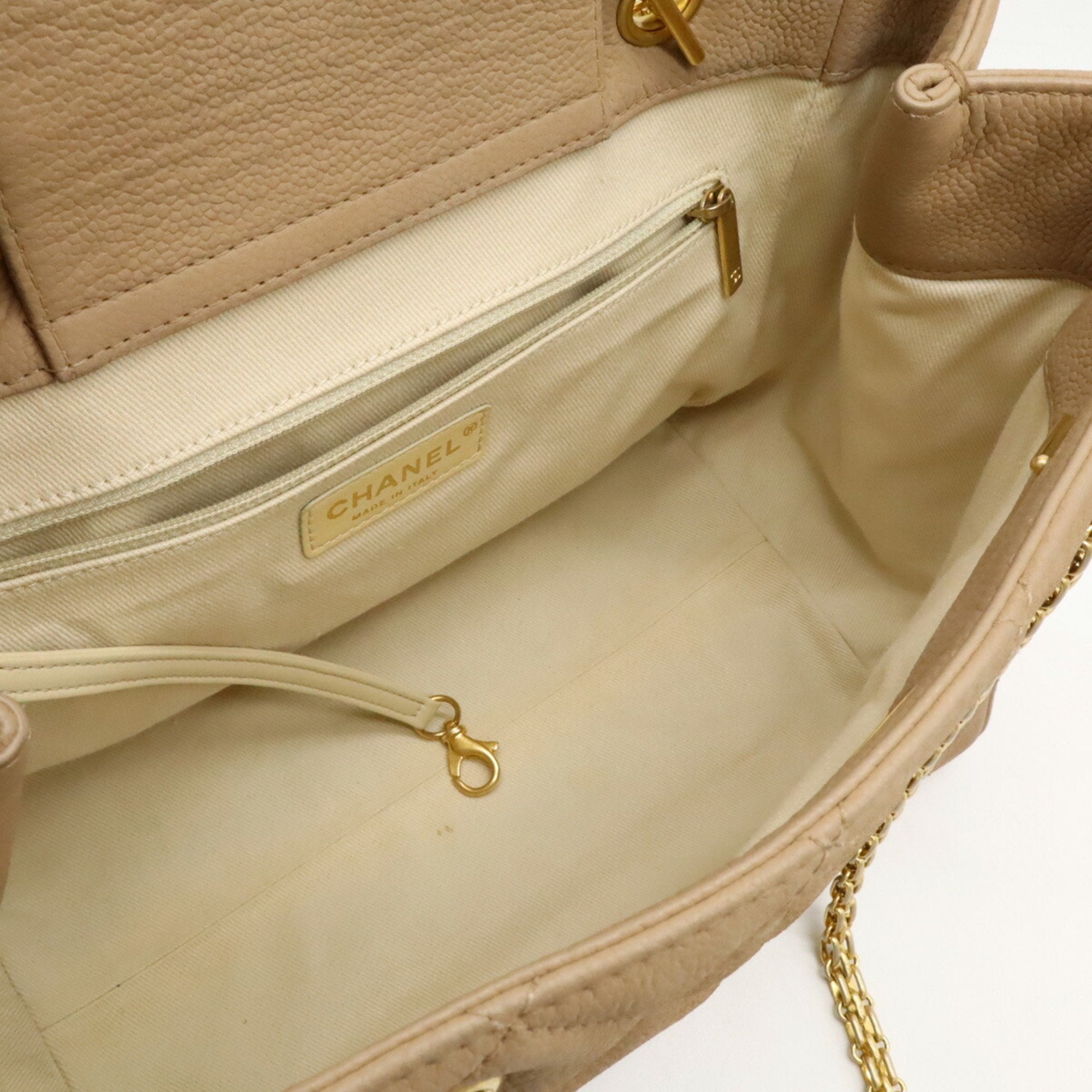 Chanel Beige Caviar Leather Shoulder Bag Tote Bag (Pre-Owned)