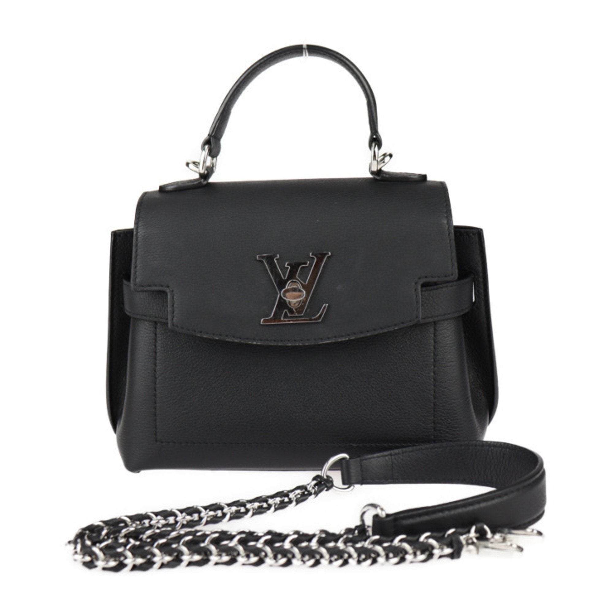 Louis Vuitton Black Leather Handbag Shoulder Bag (Pre-Owned)