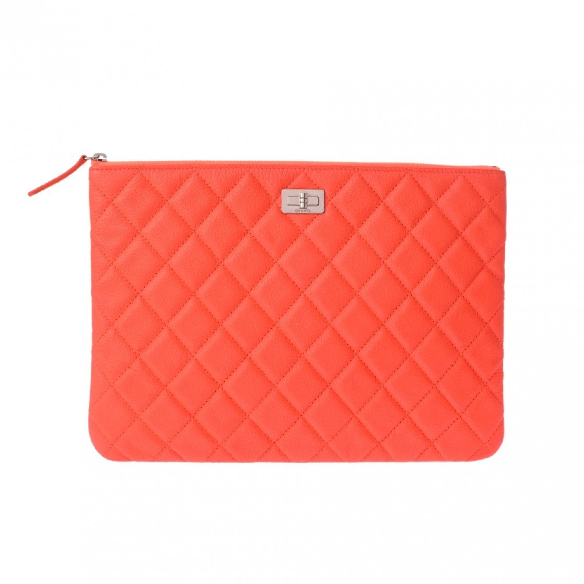 Chanel Orange Leather Clutch Bag (Pre-Owned)
