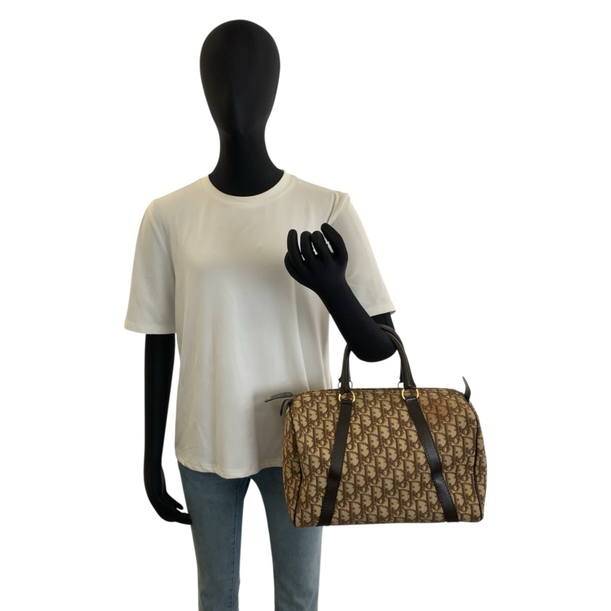 Christian Dior Brown Canvas Boston Bag Handbag (Pre-Owned)