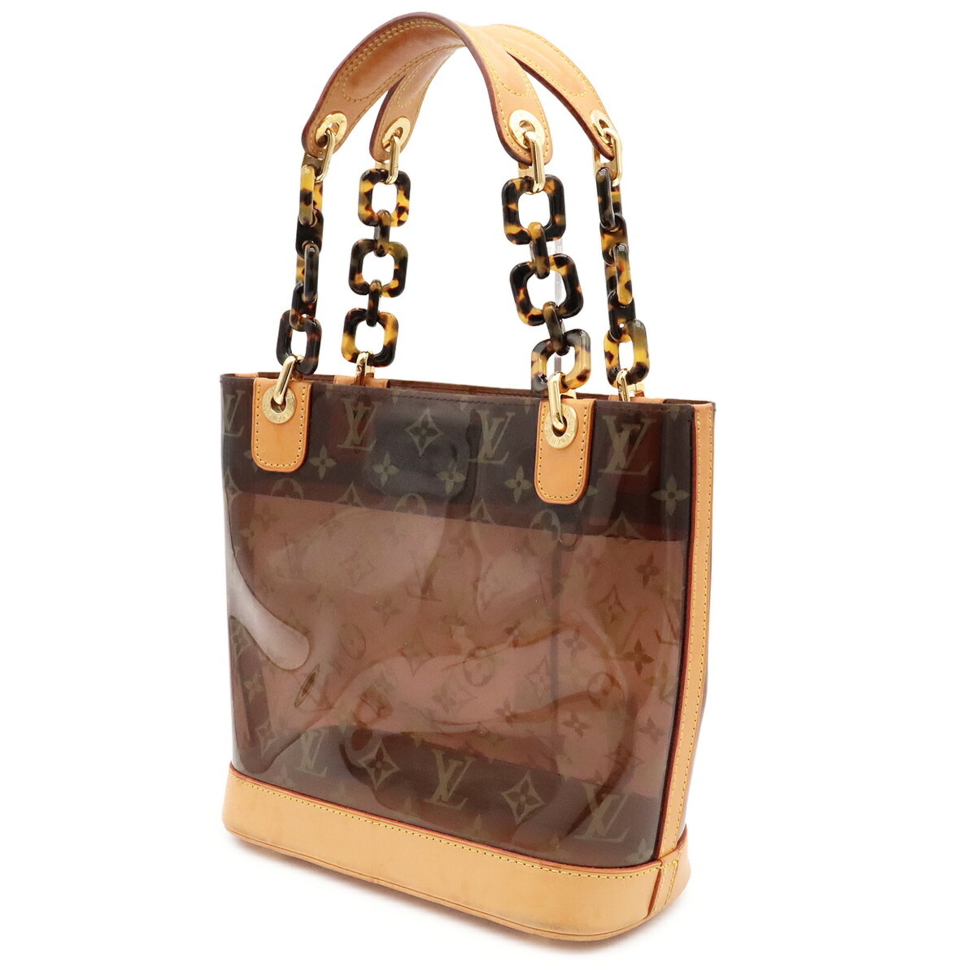 Louis Vuitton Brown Clear Vinyl Leather Shoulder Bag Tote Bag (Pre-Owned)