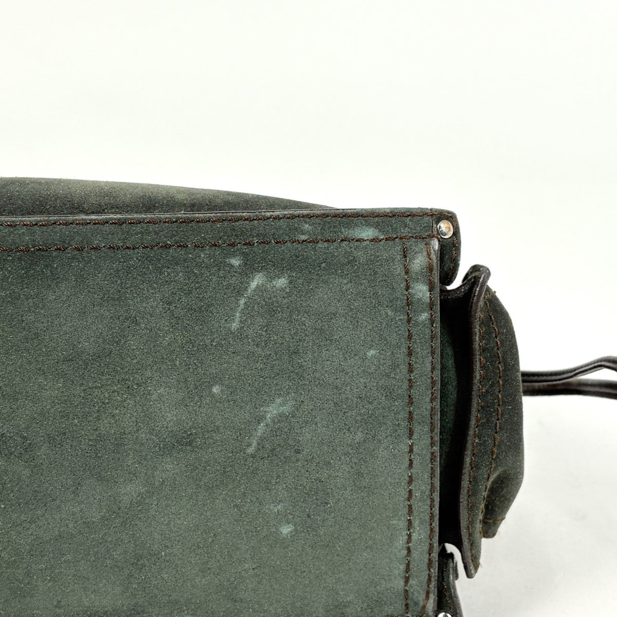 Loewe Brown Green Suede Leather Shoulder Bag (Pre-Owned)