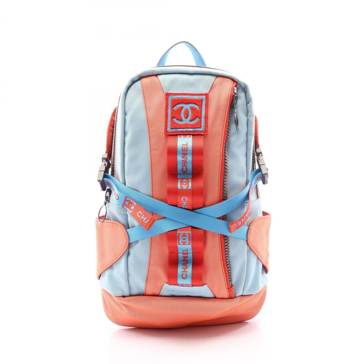 Chanel Blue Orange Red Color Nylon Canvas Backpack (Pre-Owned)