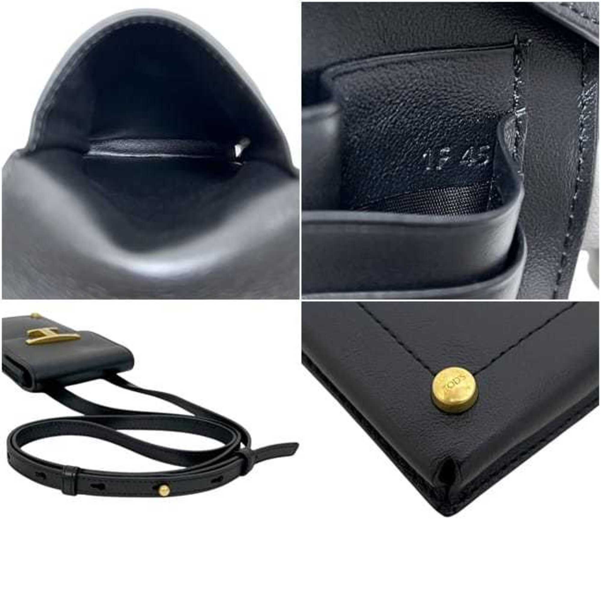 Tod's Black Leather Pochette Shoulder Bag (Pre-Owned)
