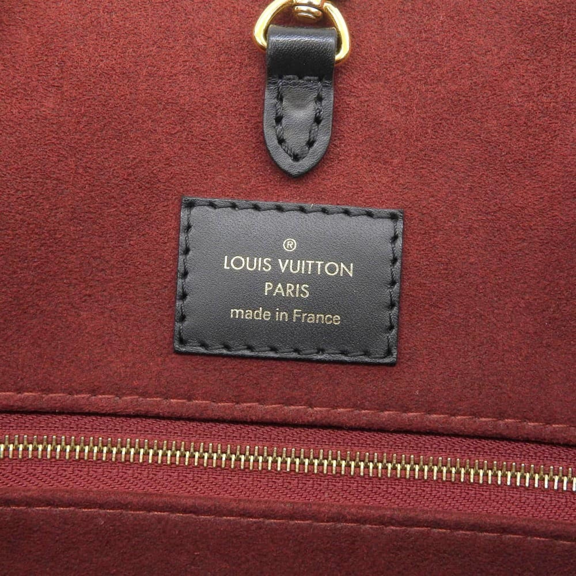 Louis Vuitton Beige Black Leather Tote Bag (Pre-Owned)