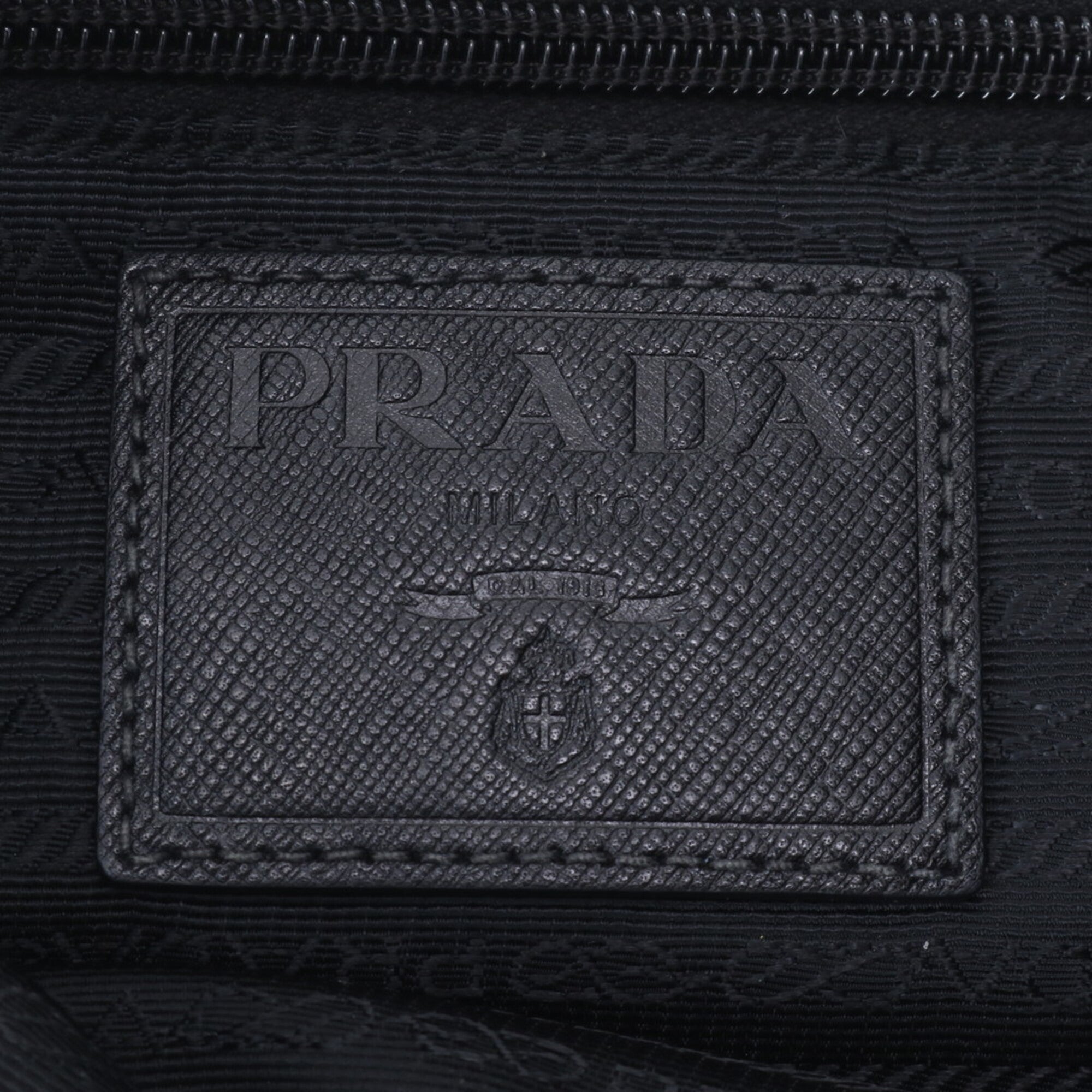 Prada Saffiano Black Gray Nylon Leather Shoulder Bag (Pre-Owned)