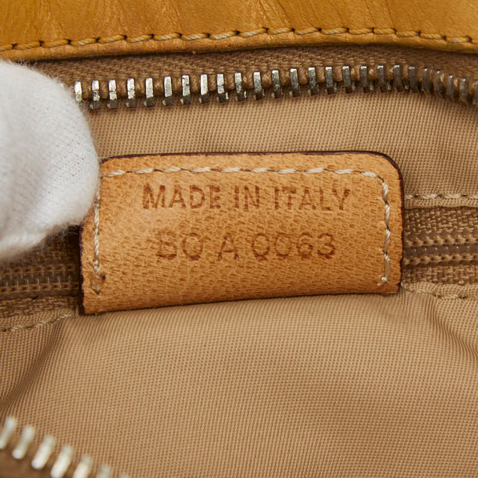 Christian Dior Beige Yellow Canvas Leather Shoulder Bag (Pre-Owned)