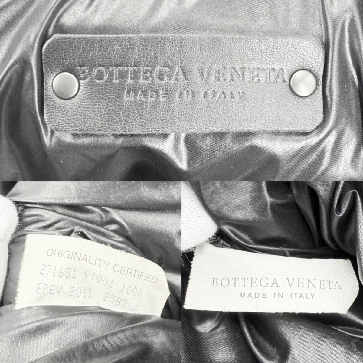 Bottega Veneta Intrecciato Black Nylon Leather Handbag Tote Bag (Pre-Owned)