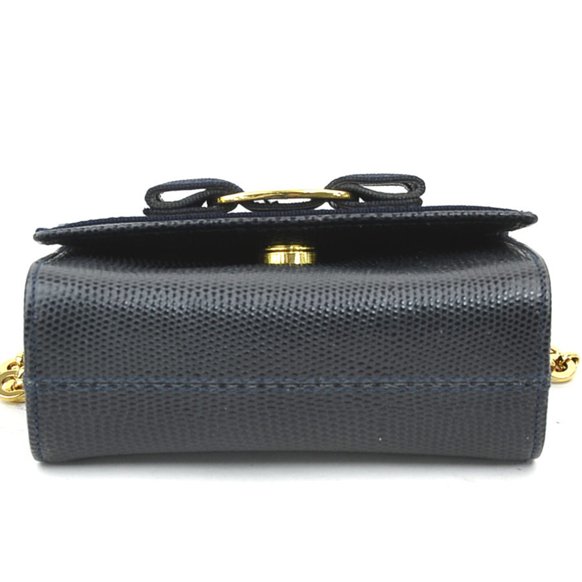 Salvatore Ferragamo Navy Leather Shoulder Bag (Pre-Owned)