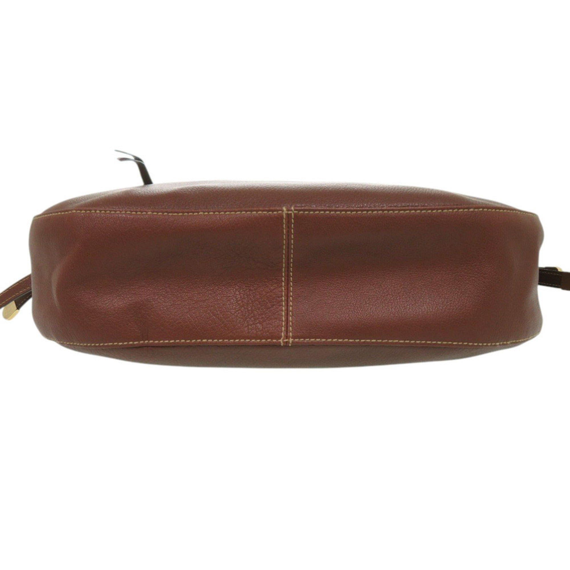 Bvlgari Brown Leather Handbag Shoulder Bag (Pre-Owned)