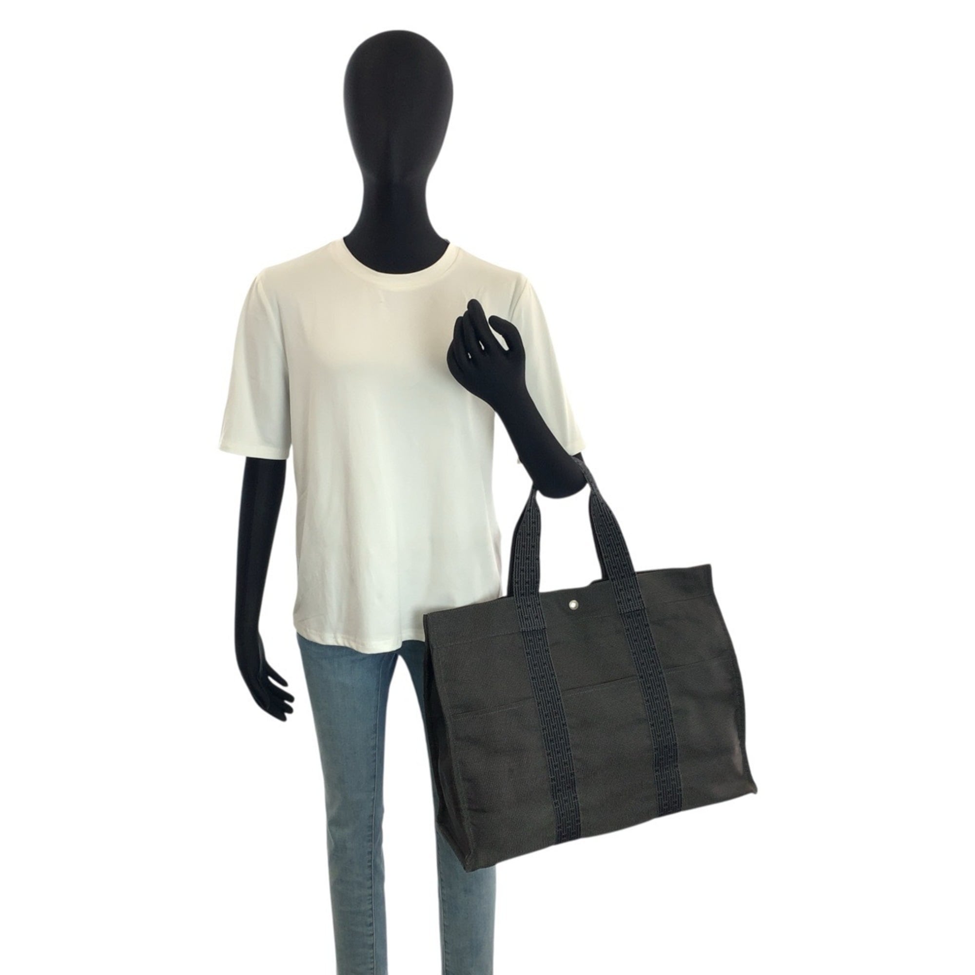 Hermes Gray Polyamide Polyester Handbag Tote Bag (Pre-Owned)