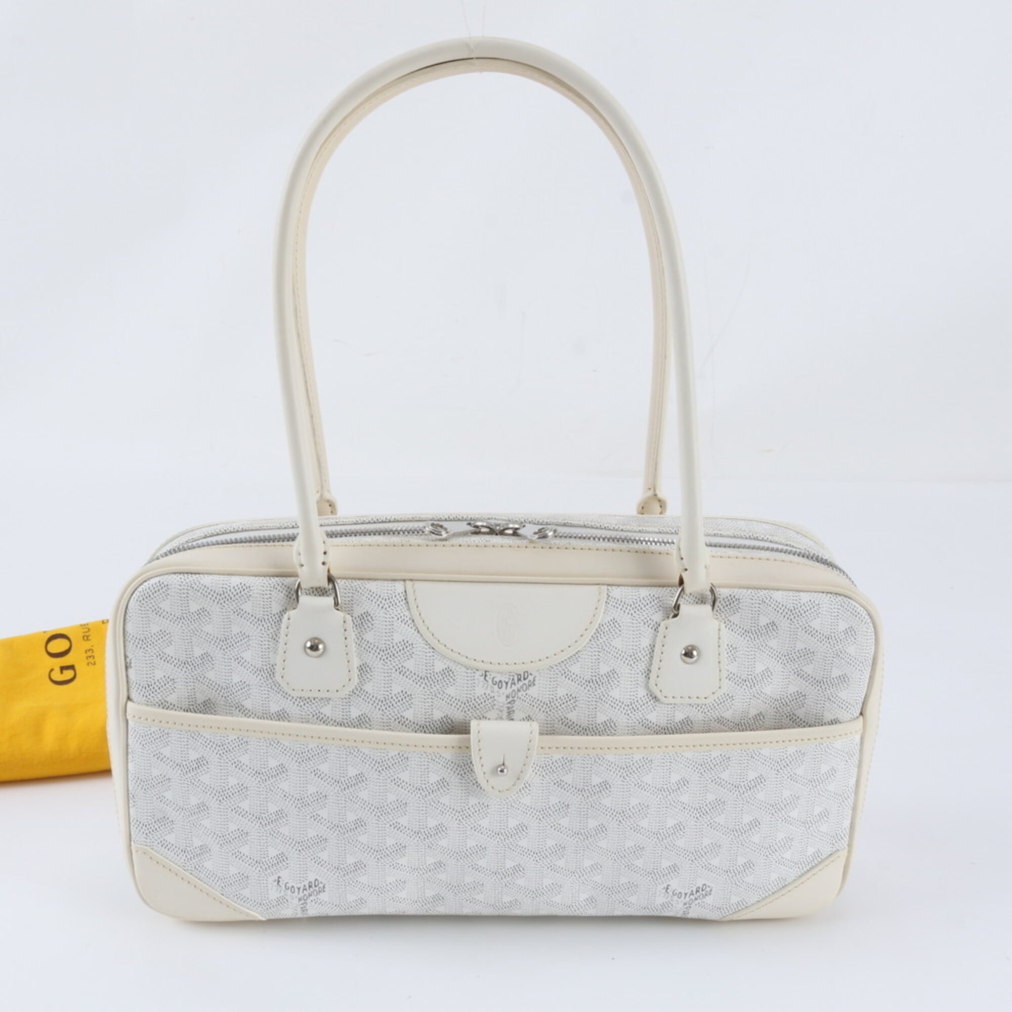 Goyard White Coated Canvas Leather Handbag Shoulder Bag Tote Bag (Pre-Owned)