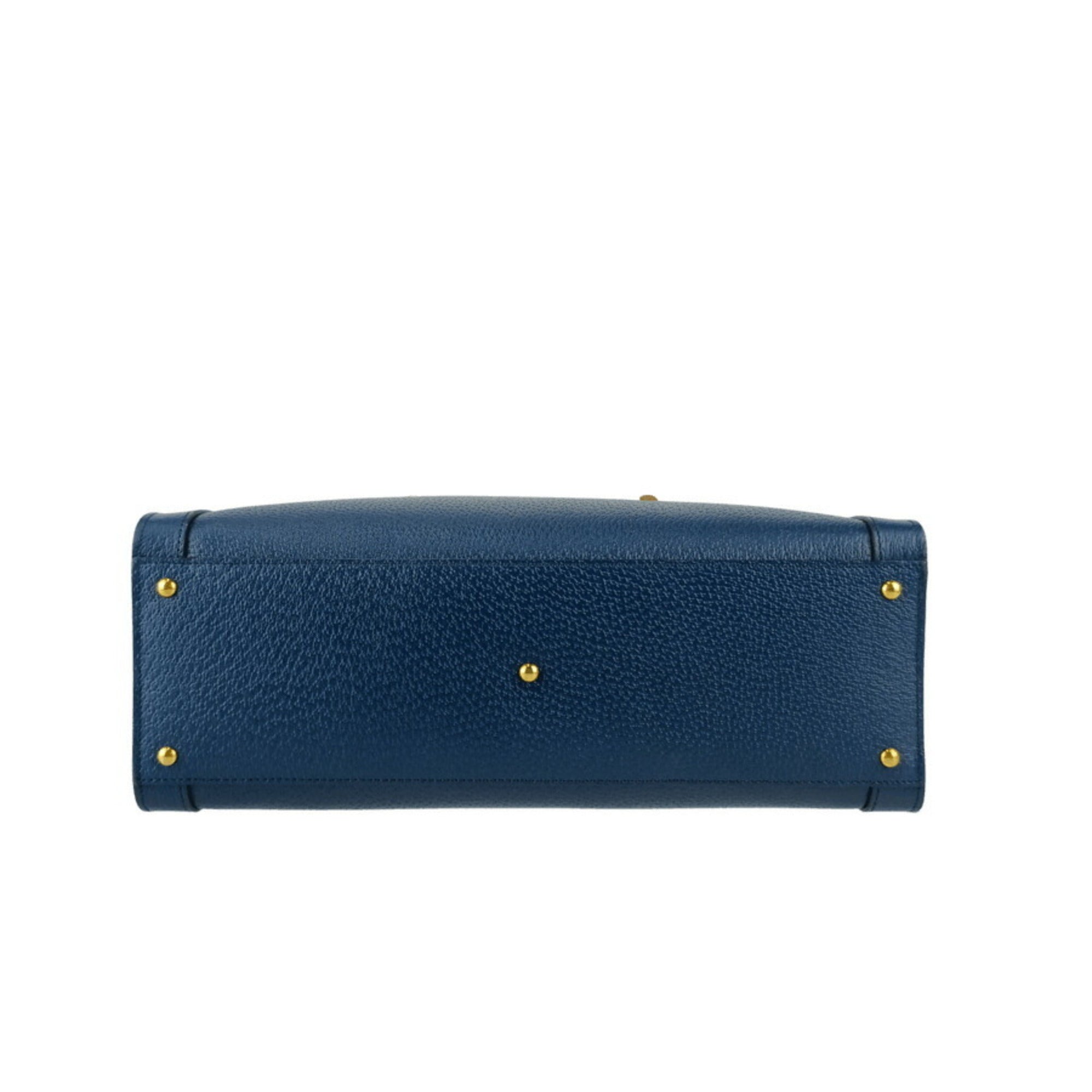 Gucci Royal Blue Leather Handbag Shoulder Bag Tote Bag (Pre-Owned)