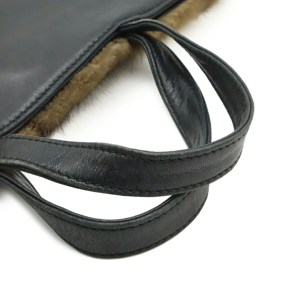 Loewe Black Dark Brown Fur Handbag Tote Bag (Pre-Owned)
