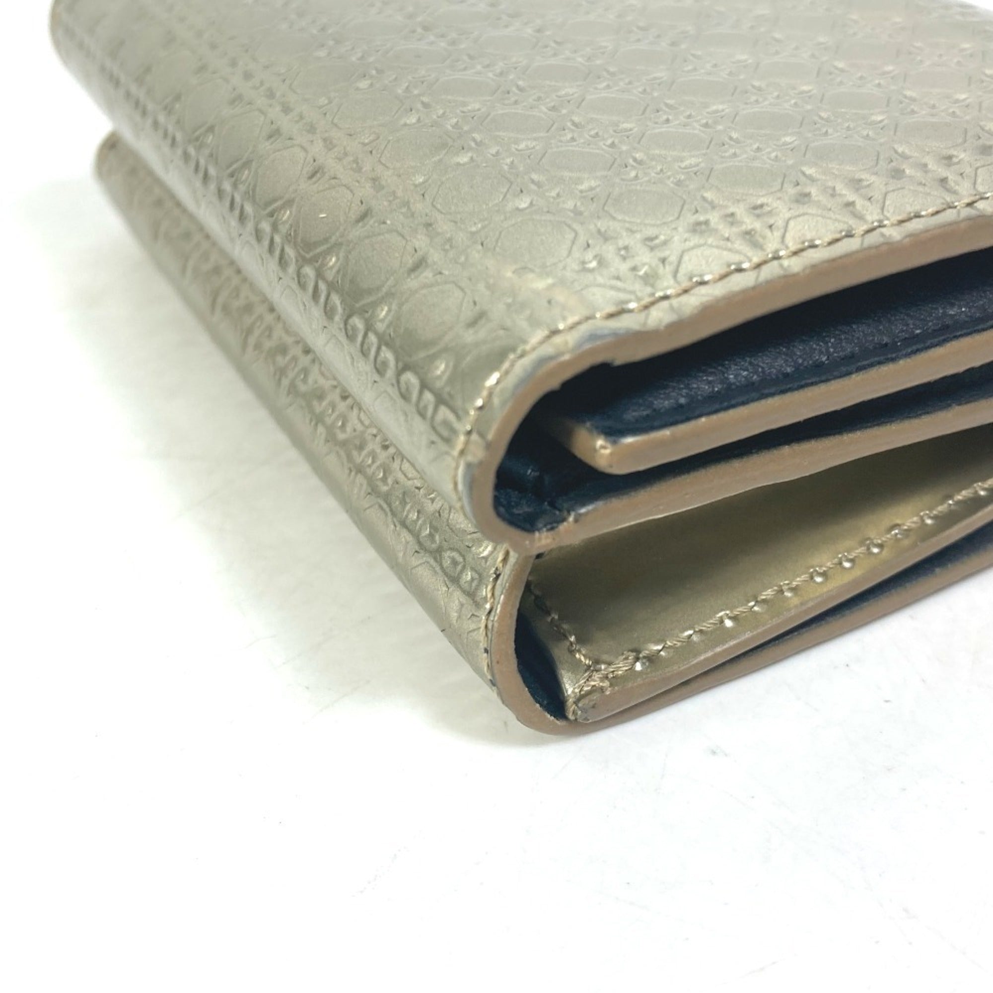 Christian Dior Gold Leather Wallet (Tri-Fold) (Pre-Owned)