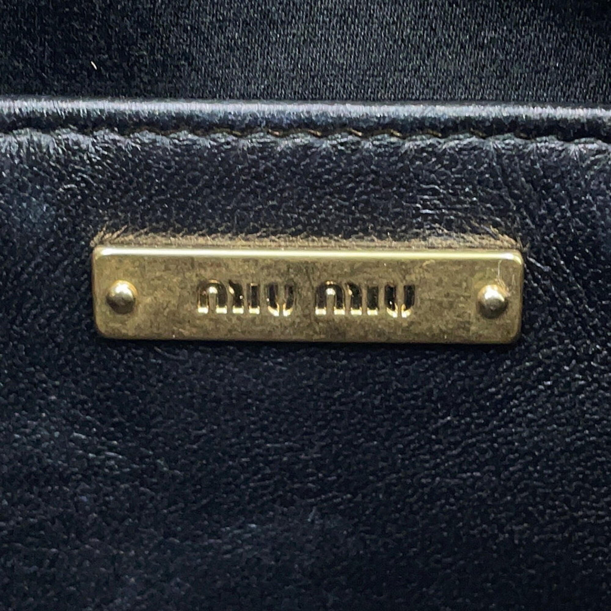 Miu Miu Matelasse Black Leather Handbag Shoulder Bag (Pre-Owned)