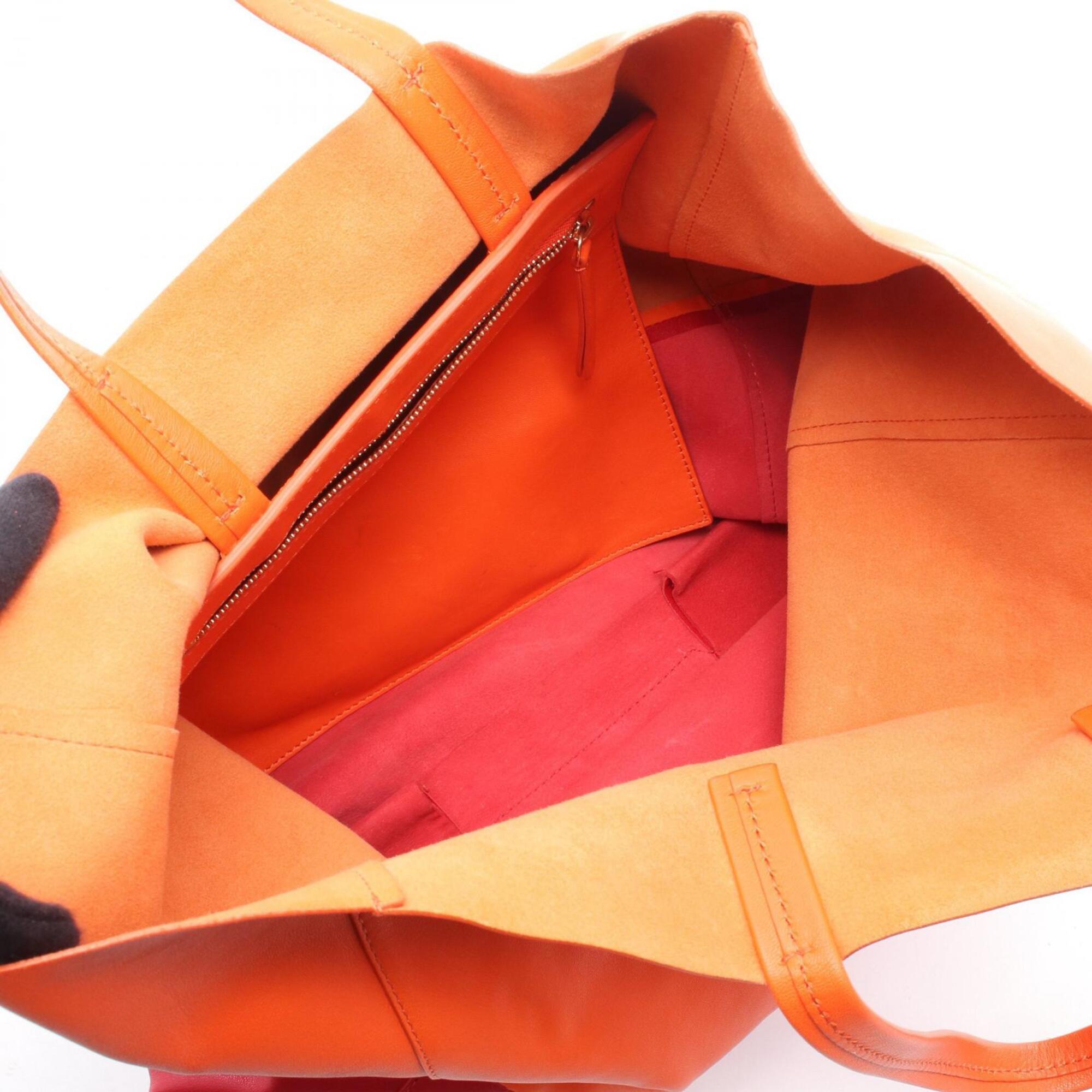 Celine Orange Red Color Leather Handbag Tote Bag (Pre-Owned)