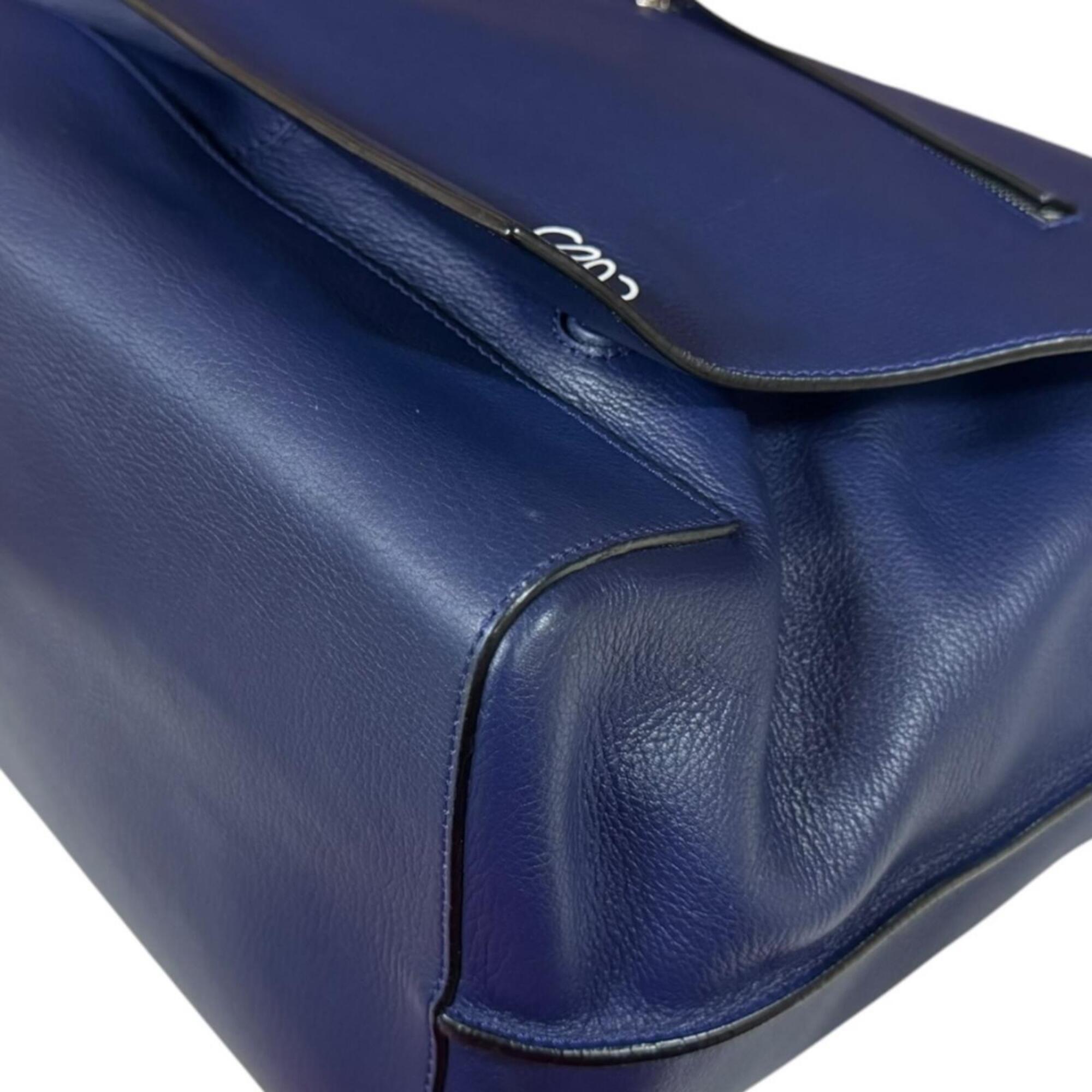 Loewe Anton Navy Leather Messenger Bag Shoulder Bag (Pre-Owned)