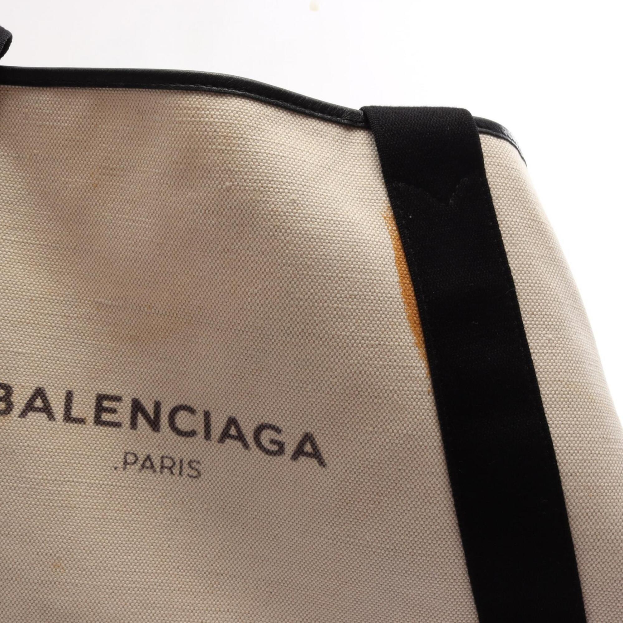 Balenciaga Black White Canvas Leather Handbag Tote Bag (Pre-Owned)