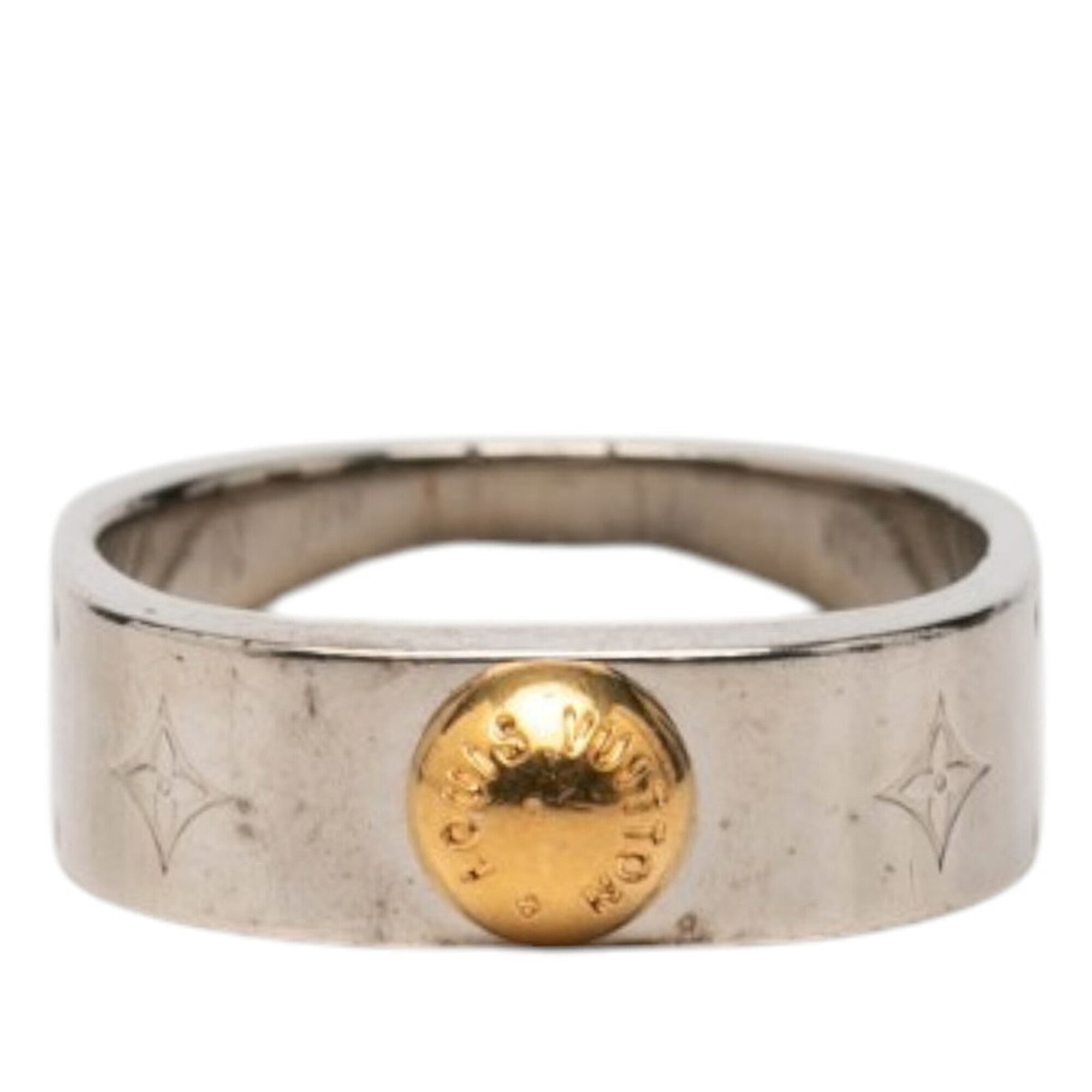 Louis Vuitton Gold Silver Metal Band Ring (Pre-Owned)