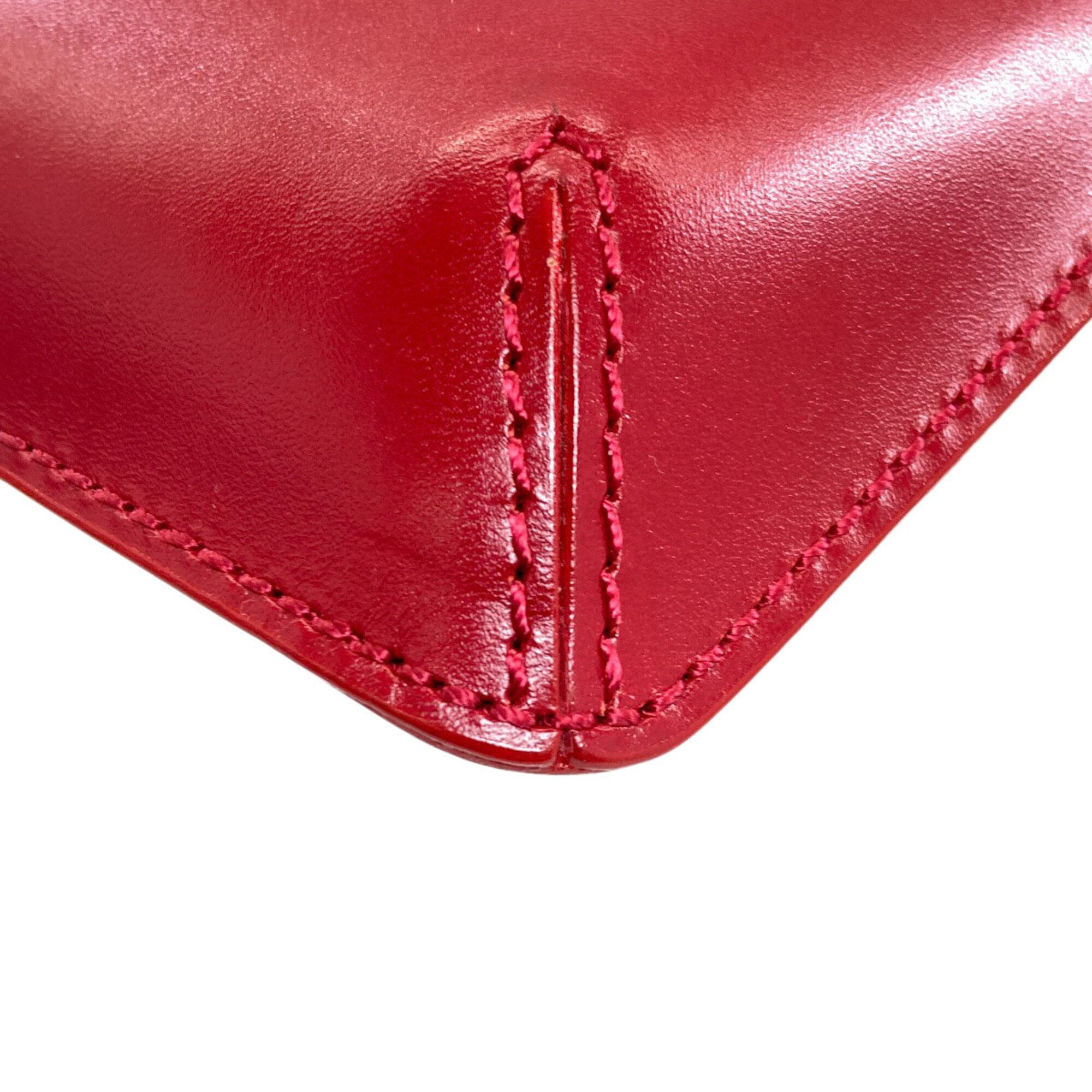 Issey Miyake Red Color Leather Shoulder Bag (Pre-Owned)