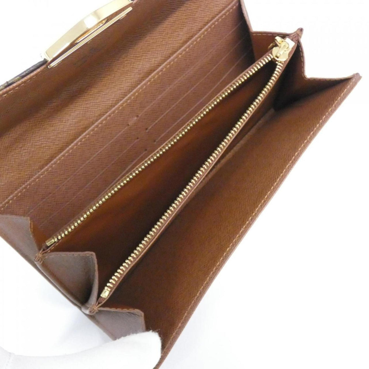 Louis Vuitton Brown Coated Canvas Long Wallet (Bi-Fold) (Pre-Owned)