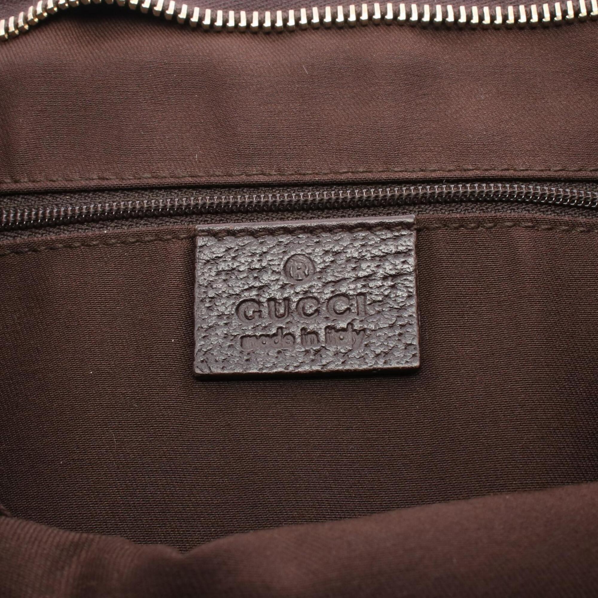 Gucci Beige Brown Gg Canvas Leather Handbag Shoulder Bag (Pre-Owned)