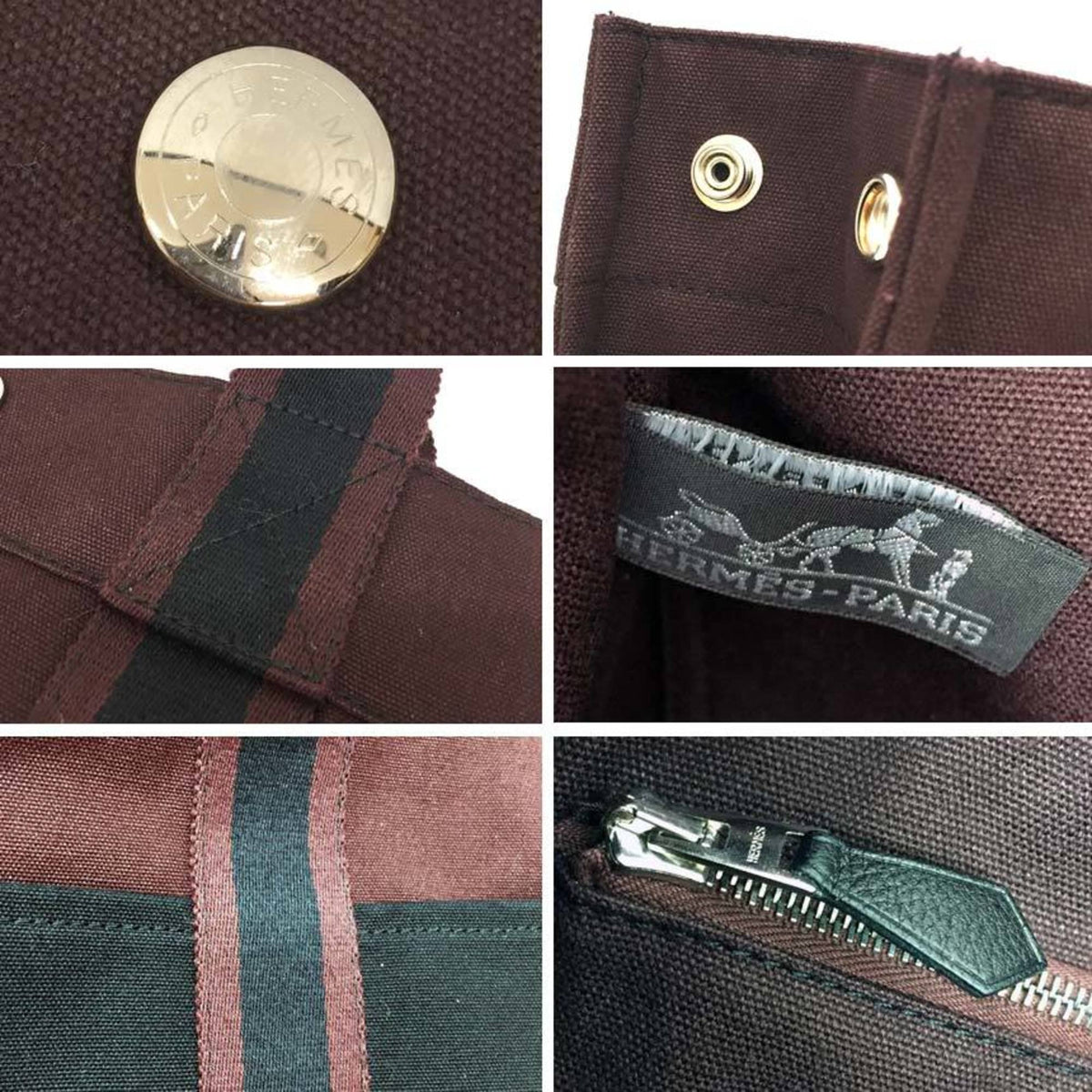 Hermes Black Bordeaux Canvas Tote Bag (Pre-Owned)