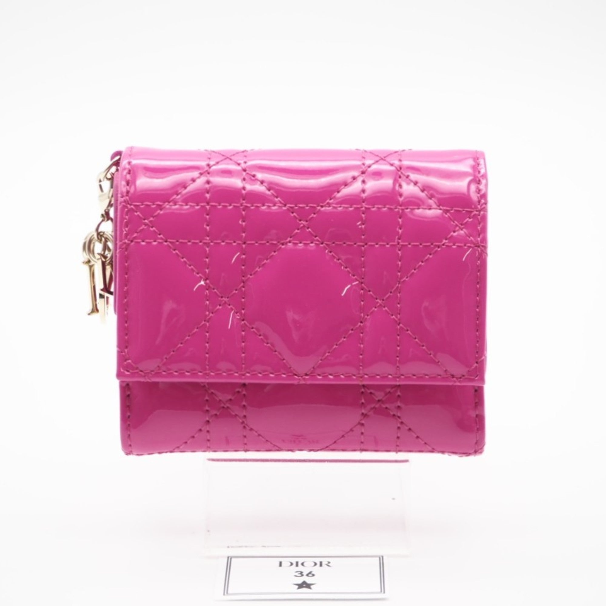 Christian Dior Pink Patent Leather Wallet (Tri-Fold) (Pre-Owned)