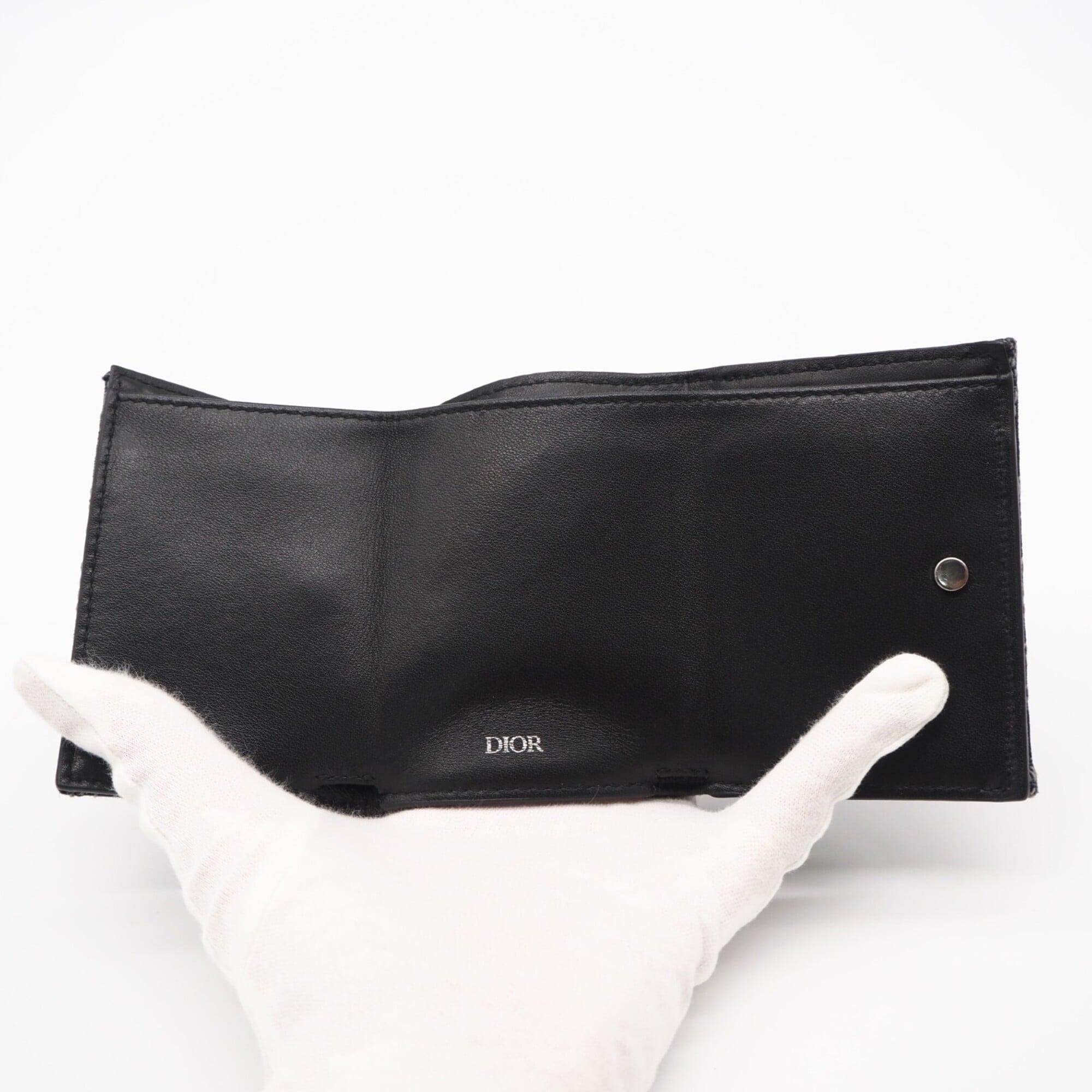 Christian Dior Black Multi-Color Coated Canvas Leather Wallet (Tri-Fold) (Pre-Owned)